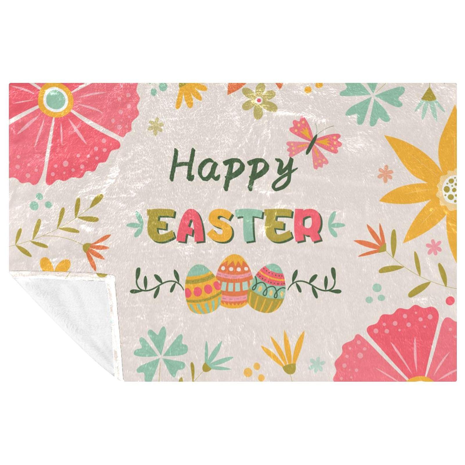 Couverture fleurie de Pâques 150x100 cm douce et chaude pour lit et canapé