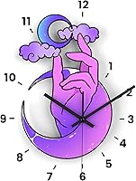 Vista 2 de Reloj de pared de madera, arte de pared, decoración del hogar, calcomanías mágicas de números para bricolaje, sala de estar, nubes, cocina, hongo