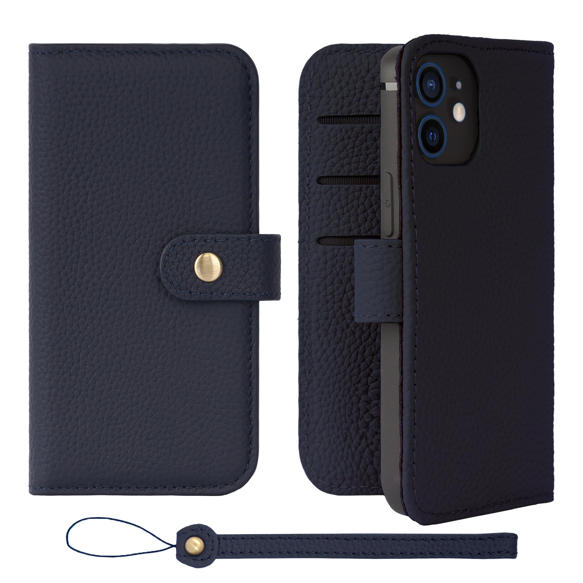 Amazon.co.jp: [HANATORA] iPhone12mini ケース 手帳型 本革