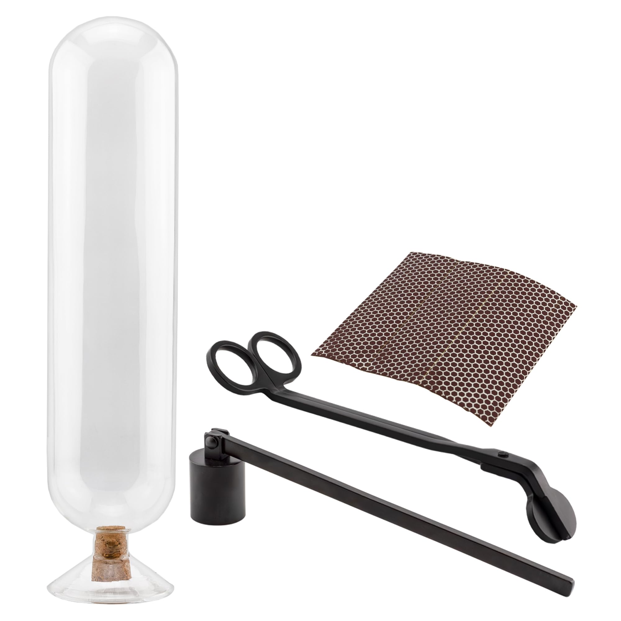 AuldHome Design Fireplace Matches Cloche Set; Jar, Striker w/Wick Trimmer and Snuffer