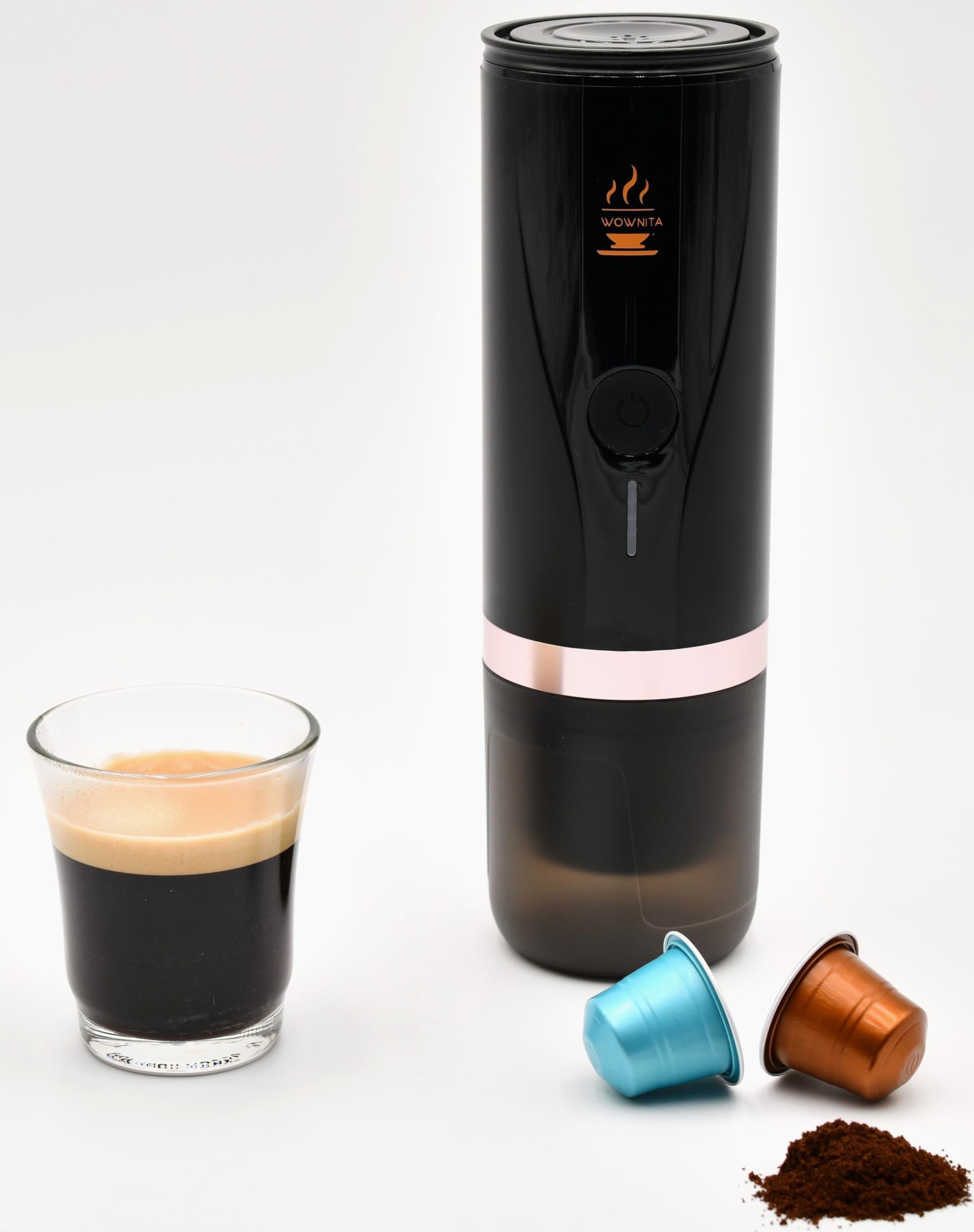 Cafetera portátil Cafetera Superautomática café molido y de Cápsulas NS portátil autocalentadora Regalo Ideal para Amantes del Café Máquina de Café Eléctrica Cafetera Mini (Negra)