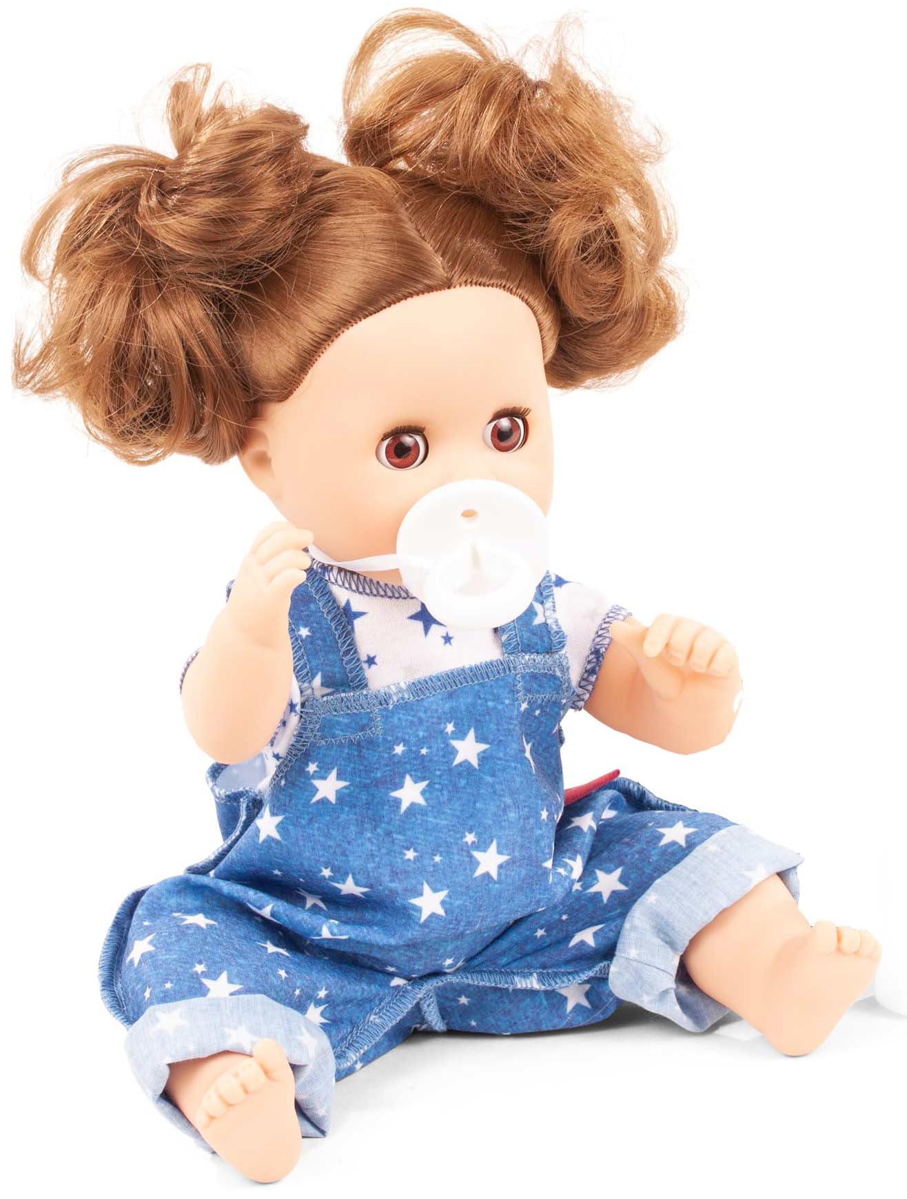 Götz 2453255 Sleepy Aquini Mein Stern - 33 cm große Badepuppe mit braunen Schlafaugen, braune Haare in 4-teiligem Set - Babypuppe ab 3 Jahren