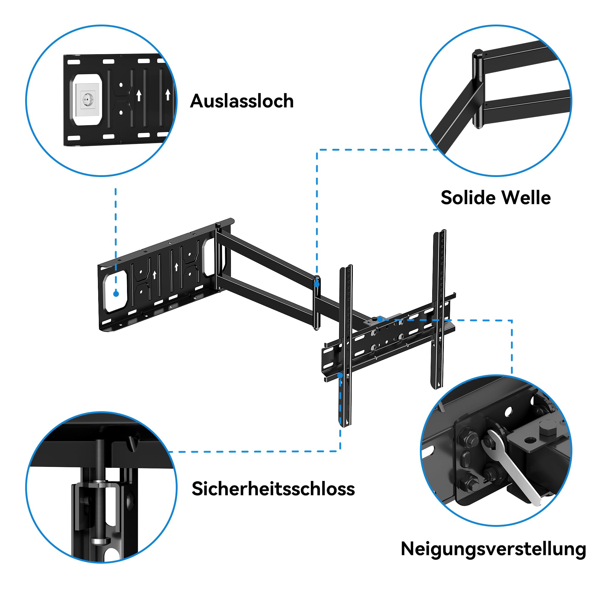 FORGING MOUNT TV Wandhalterung für 26-65 Zoll Flach & Curved Fernseher | TV Halterung mit Langem Gelenkarm 650mm, Schwenkbar Neigbar Ecke Wandhalterung Fernseher, bis zu 35kg, Max. VESA 400x400mm