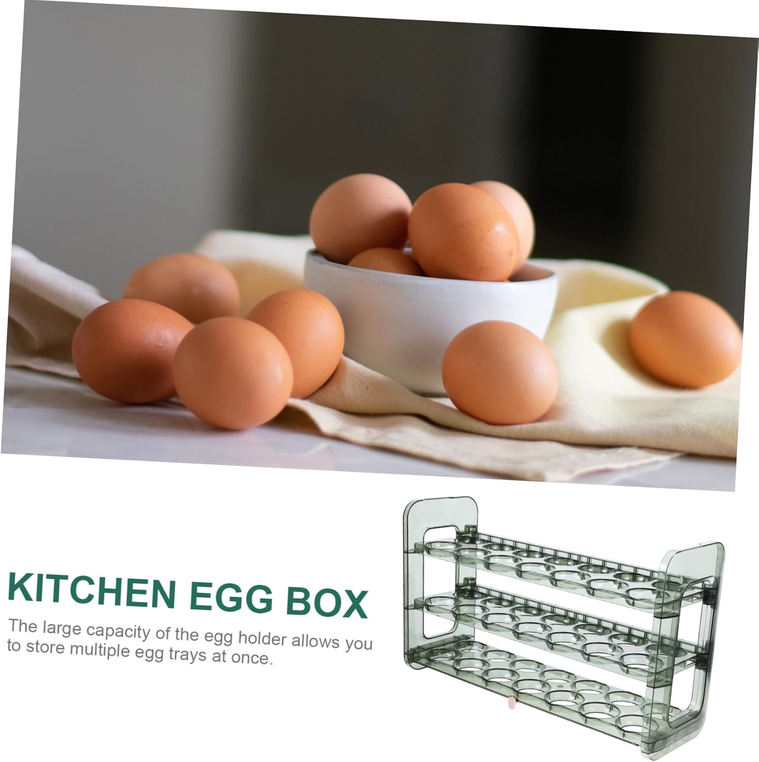 Mipcase Egg Holder Refrigerator Organizer Flipping Egg Storage Rack for Kitchen for Fridge