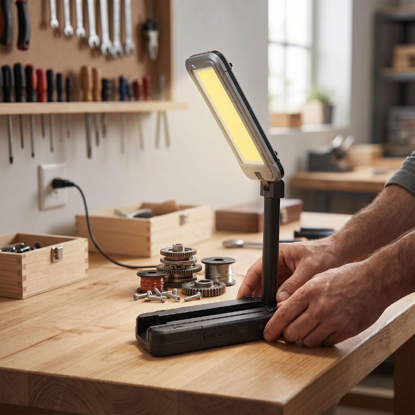 Fabater LED Arbeitsleuchte, USB C Ladefunktion, Solarladung for Werkstatt
