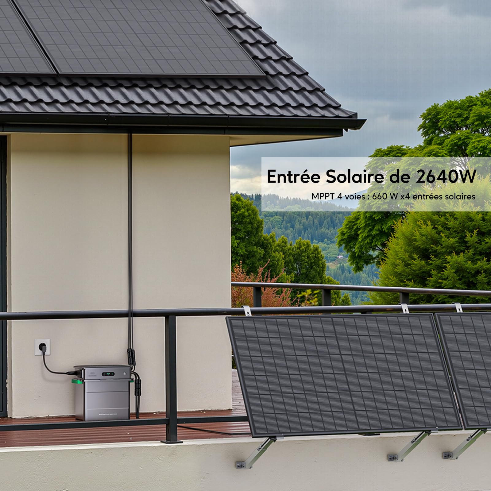 Zendure SolarFlow 800 Pro2, 800W Sortie, 1.92kWh IA | 800W AC Sortie, 1.92kWh LiFePO4, Extensible 7.68kWh, IA App, Plug & Play, Batterie Balcon Solaire