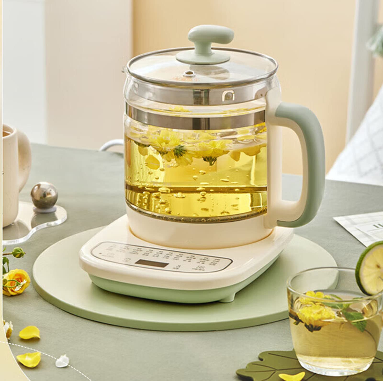 hervidor de cristal, Tetera eléctrica de vidrio engrosado completamente automática, tetera con control temperatura, multifunción 1,5 LA, L