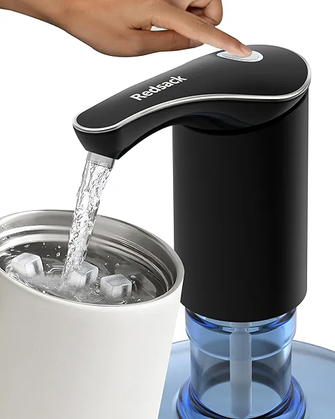 Redsack Rechargeable Water Dispenser Pump for 5 Gallon Bottle, Electric USB-C Large Flow Water Jug Dispenser, Portable Automatic Submersible Bottle Pump Silent Operation for Camping Home Office