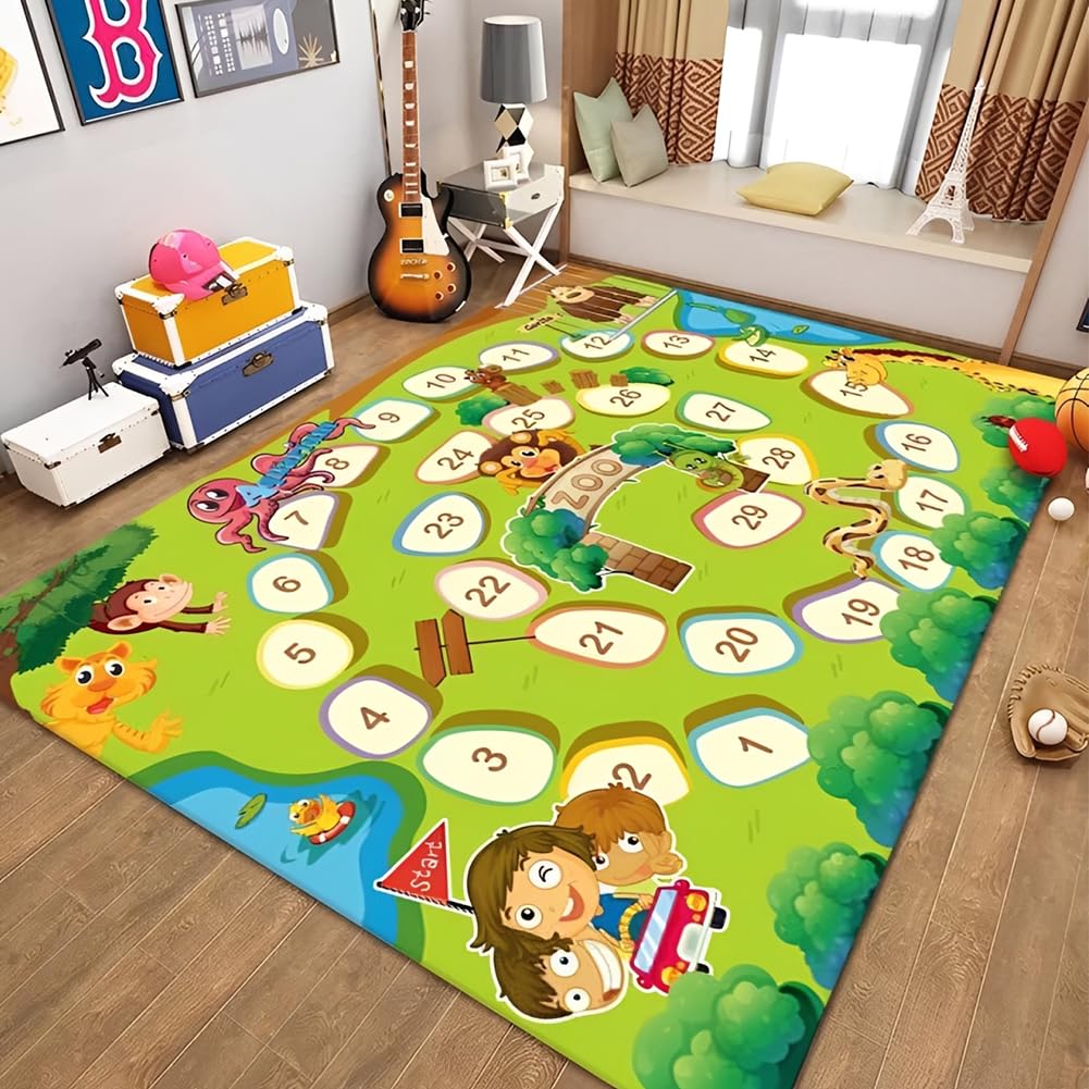 Tappeto da gioco per auto giocattolo, Tappeto Stradale per Bambini, per Bambini AntiscivoloTappetos Soggiorno e Camera da Letto -80×120cm
