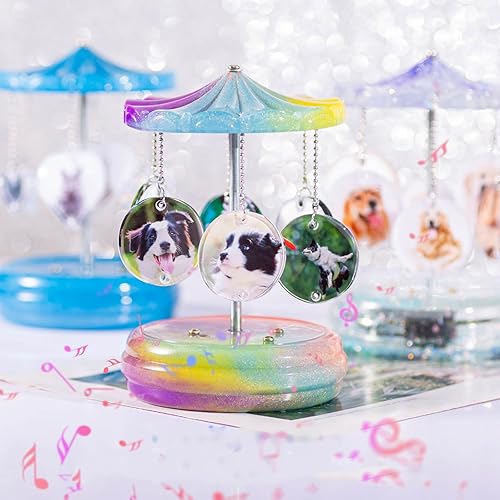 Molde de silicona de carrusel musical de bricolaje con materiales de movimiento, moldes de resina de marca redonda de corazón, moldes de cubierta