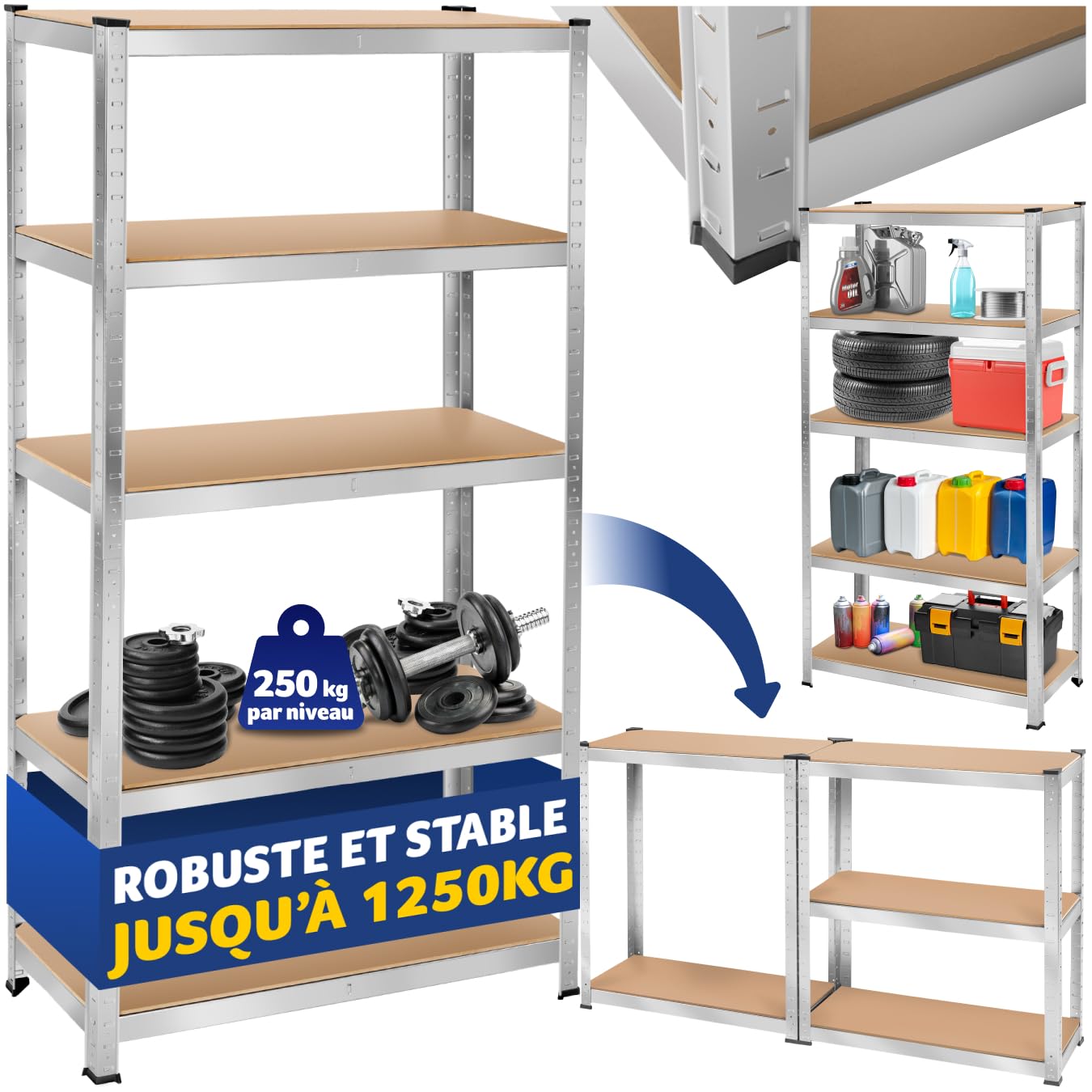COSTWAY Lot de 2 Étagère Rangement à 4 Niveaux, Desserte Cuisine COSTWAY Lot de 2 Étagère Rangement à 4 Niveaux, Desserte Cuisine