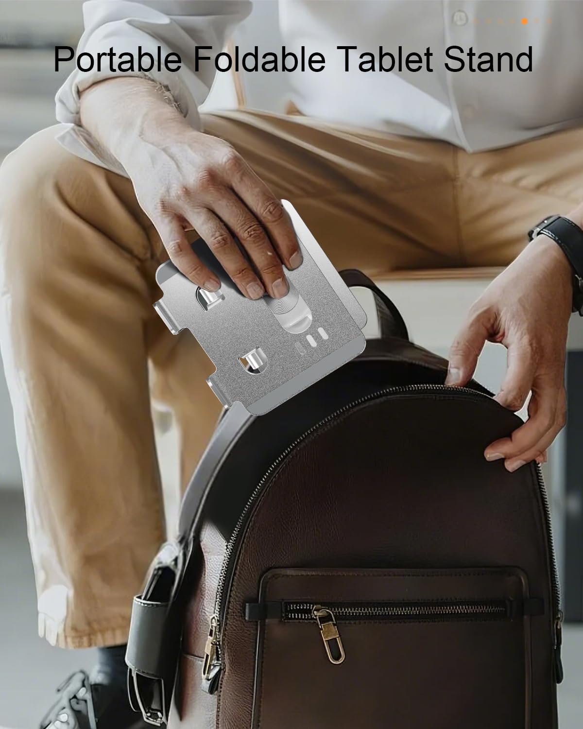 Orlian Tablet-Ständer mit verdickter, um 360° drehbarer Basis, Doppelstange, verstellbarer Aluminium-Ständer für alle 5,8-12,9 Zoll iPads, Samsung, Handys, Tablets, Kindle, E-Reader und mehr, Silber