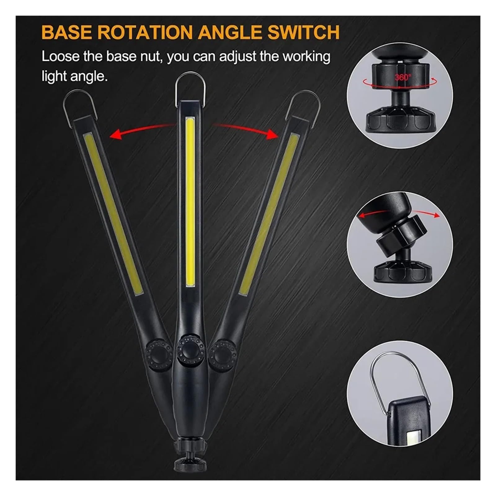 Linterna LED De 1 A 5COB +, Luz Trabajo Magnética, Recargable por USB, Inspección, Lámpara Reparación Coche Y Camping IluminacióN Brillante