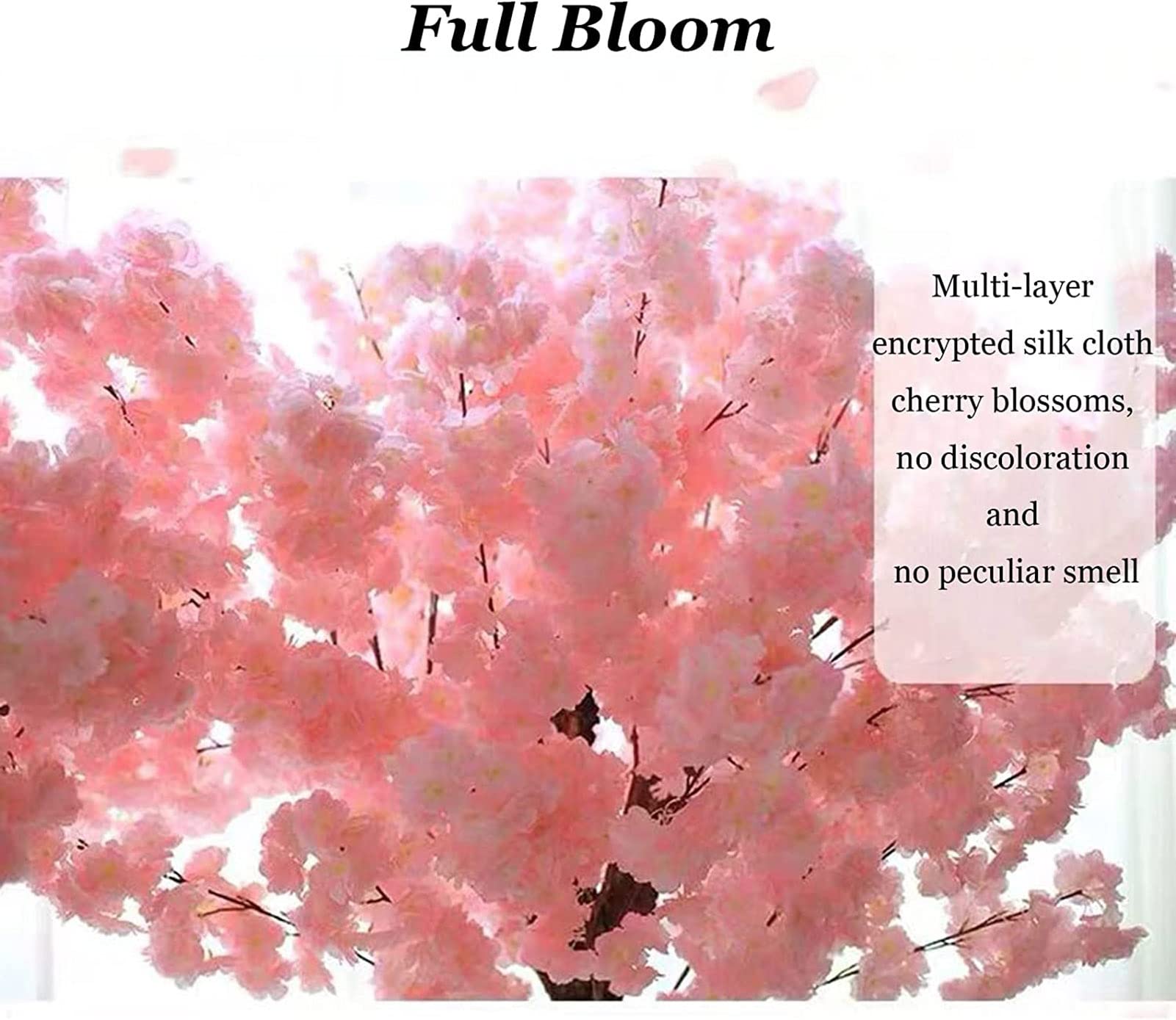 Flores de flor de cerezo artificial para bodas en casa Jardín Decoración de oficina Plantas de seda, árbol grande Flores de vides falsas,Rosado,1.8X1.8M