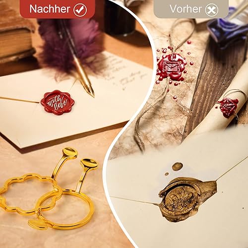 Miniatura 6 de WASOHLING - Juego de 40 varillas de cera de sellado con pistola de pegamento, moldes de sellado de cera, alfombrilla de cera de silicona, bolígrafos