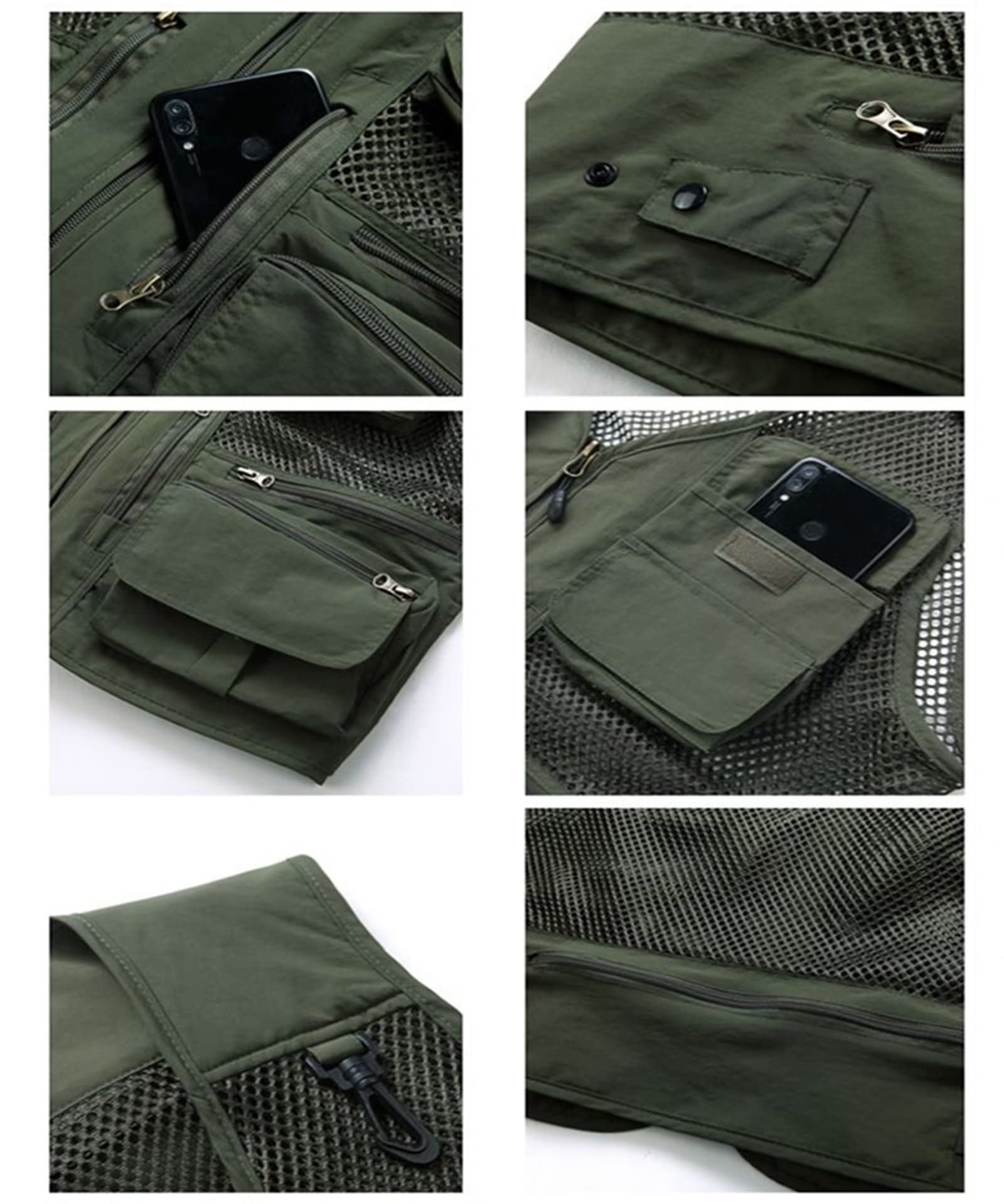 Multifunzione Gilet Sport da Lavoro Giubbotto Smanicato Respirabile Multi-Tasca Gilet da Campeggio Fotografia Caccia Pesca
