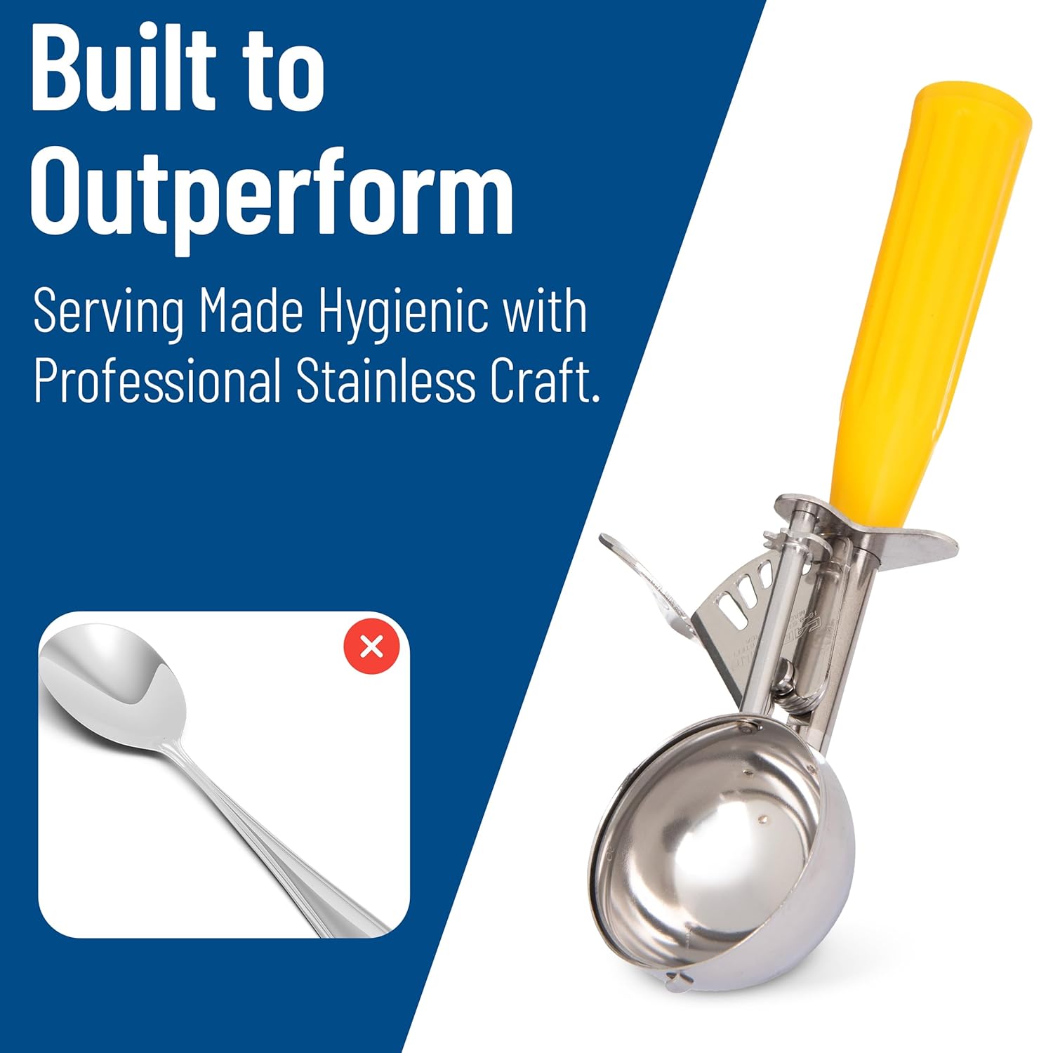 Carlisle FoodService Products 60300-20 Stainless Steel Portion Control Disher Scoop, 2 oz, Yellow