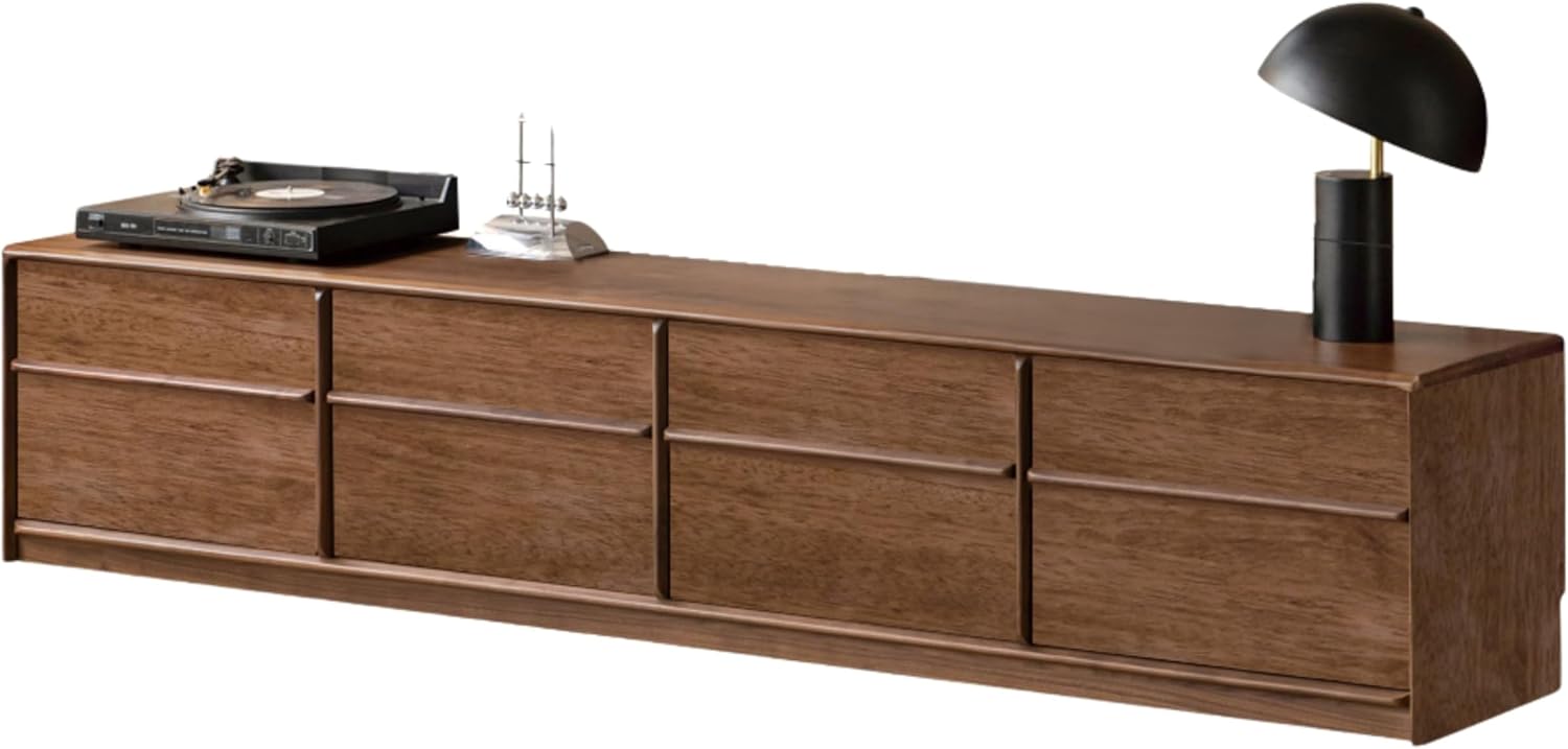 GVAwood Black Walnut, Sandalwood, White Ash, Ash, Oak Solid Wood Italian Light Luxury Floor TV Cabinet. 94.5x15.7x17.3 inch / 240x40x44 cm/Rich Dark Walnut Color/Black Walnut TV Cabinet