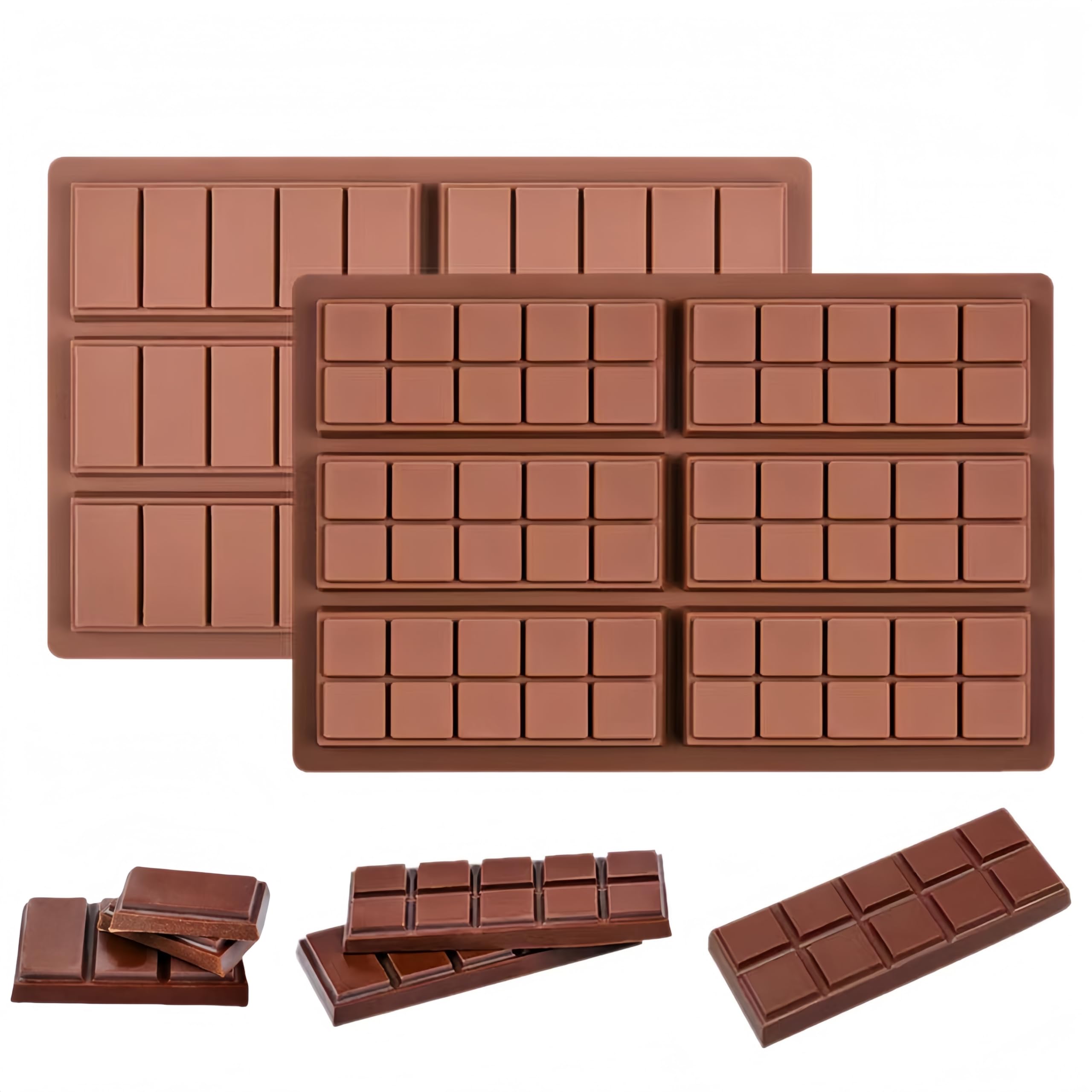 FEJYTOR Chocolate Bar Mold Set of 2 - Non-Stick Chocolate Molds, Food Grade Silicone Deep Chocolate Bar Mold for Milk Chocolate Bar,Dubai Chocolate Bar Pistachio