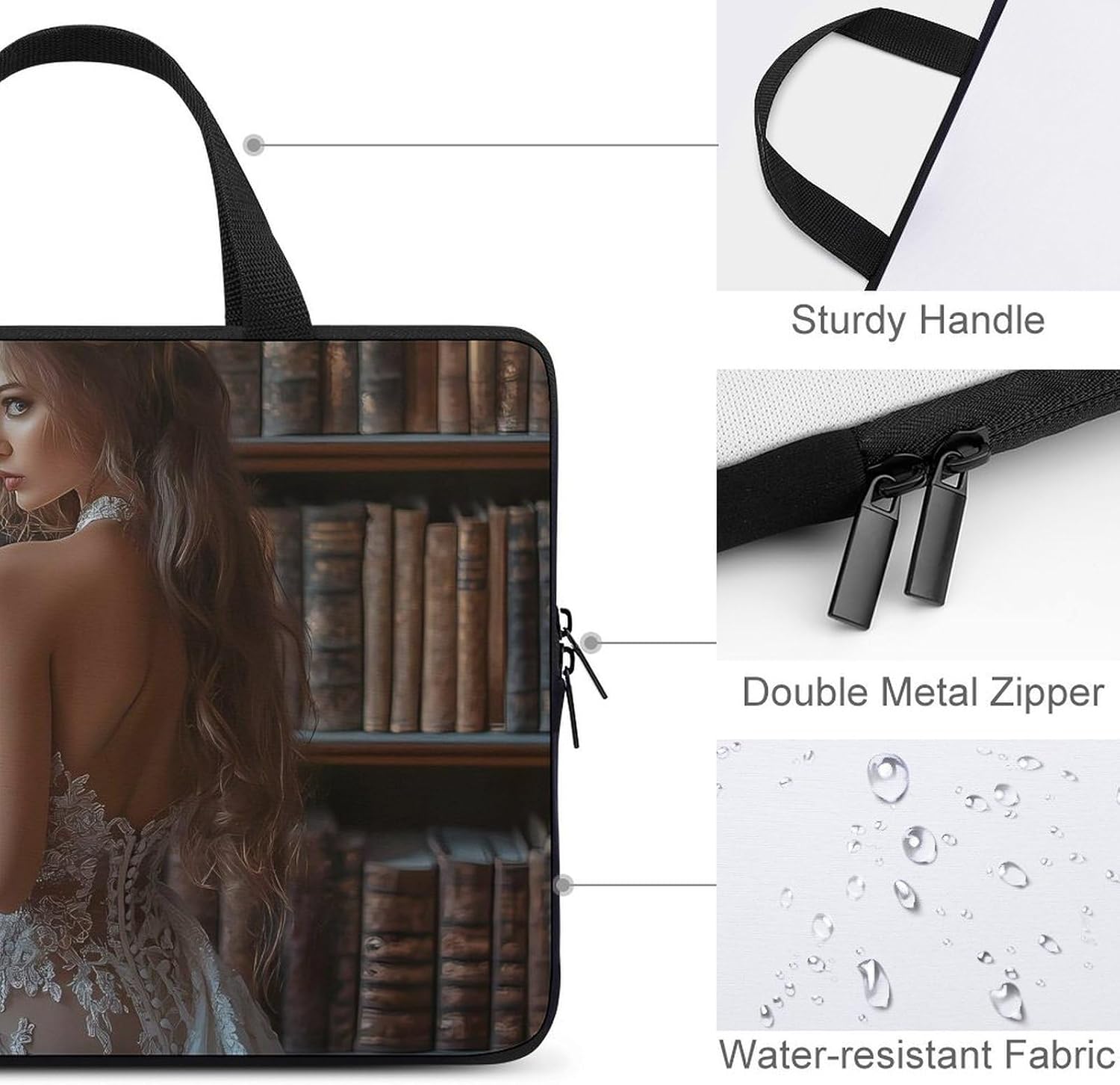 Woman Portrait Oil Painting Laptop Bag Lightweight Computer Bag Carrying Case for Work Business