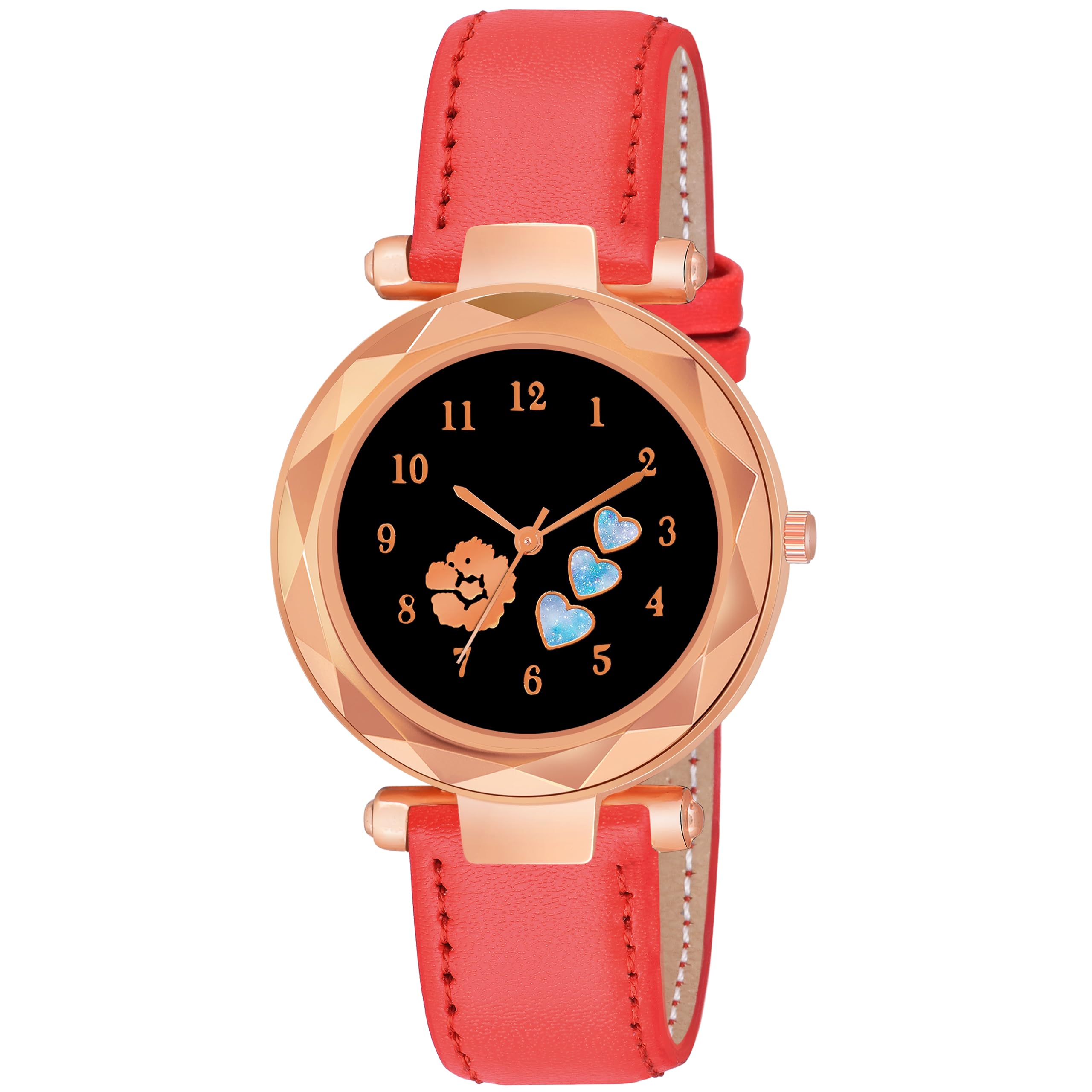 Godenize Fashion Stylish Multicolour Floral Love Analog Dial Womens &Girls Leather Strap Wrist Watch-Best for Gift (Red) (B0CHSCF2W2) Amazon Price History, Amazon Price Tracker