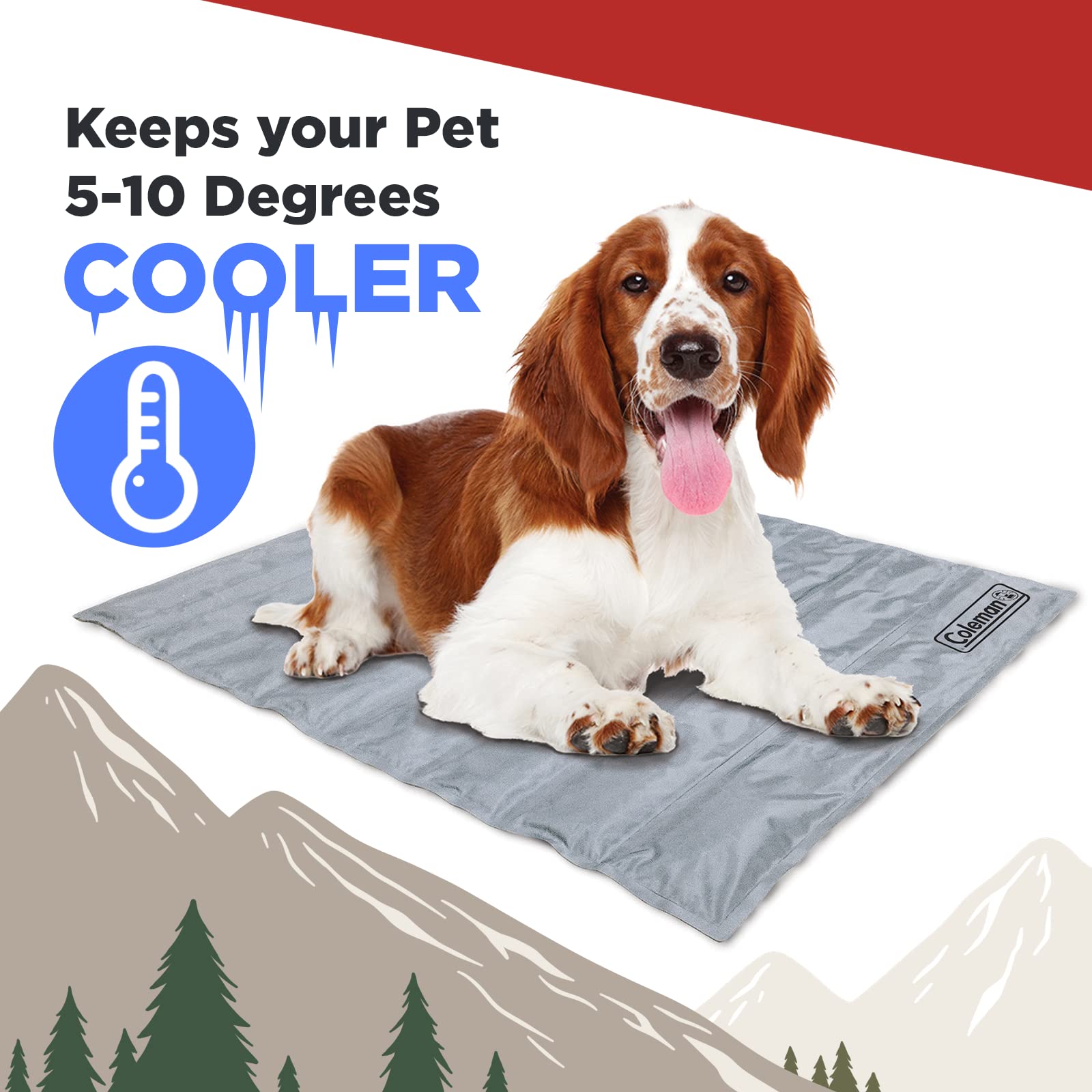 Coleman Tapis de Gel rafraîchissant activé par Pression pour Animaux de Compagnie en Taille Moyenne 61 x 76,2 cm, pour Animaux de Compagnie de Taille Moyenne, Gardez Votre Animal au Frais et réduisez