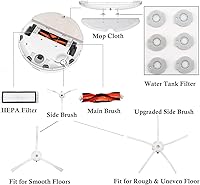 Vista 6 de Accessories Kit Compatible with Roborock S4 S5 S6 E4 E20 E25 E35 S50 Xiaomi Mi Mijia Robotic Vacuum, 22 Pack Replacement Parts, 2 Main Brush, 6 Side
