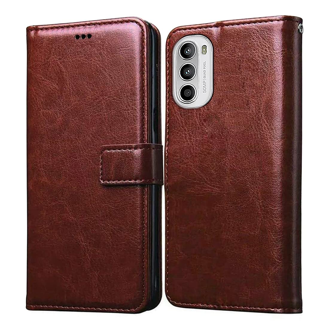 Casotec Flip Cover for Motorola Moto G52 4G | Premium Leather Finish | Inbuilt Pockets & Stand | Flip Case for Motorola Moto G52 4G (Brown) (B0B1X6ZT4V) Amazon Price History, Amazon Price Tracker