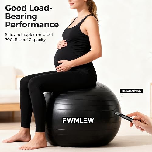 Miniatura 4 de Pelota de yoga extra gruesa, 5 tamaños, antiestallido, resistente, estabilidad, para fitness, entrenamiento central, silla de embarazo y oficina,