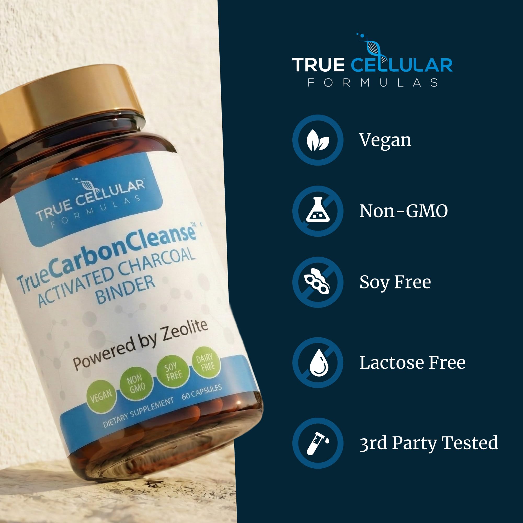 Gut Detox & Liver Cleanse - Organic Activated Charcoal Capsules with Clinoptilolite Zeolite Binder - TrueCarbonCleanse™ Carbon Supplement - 60 Bamboo Charcoal Pills - Vegan, Non-Toxic, Gluten Free — Amazon image 5