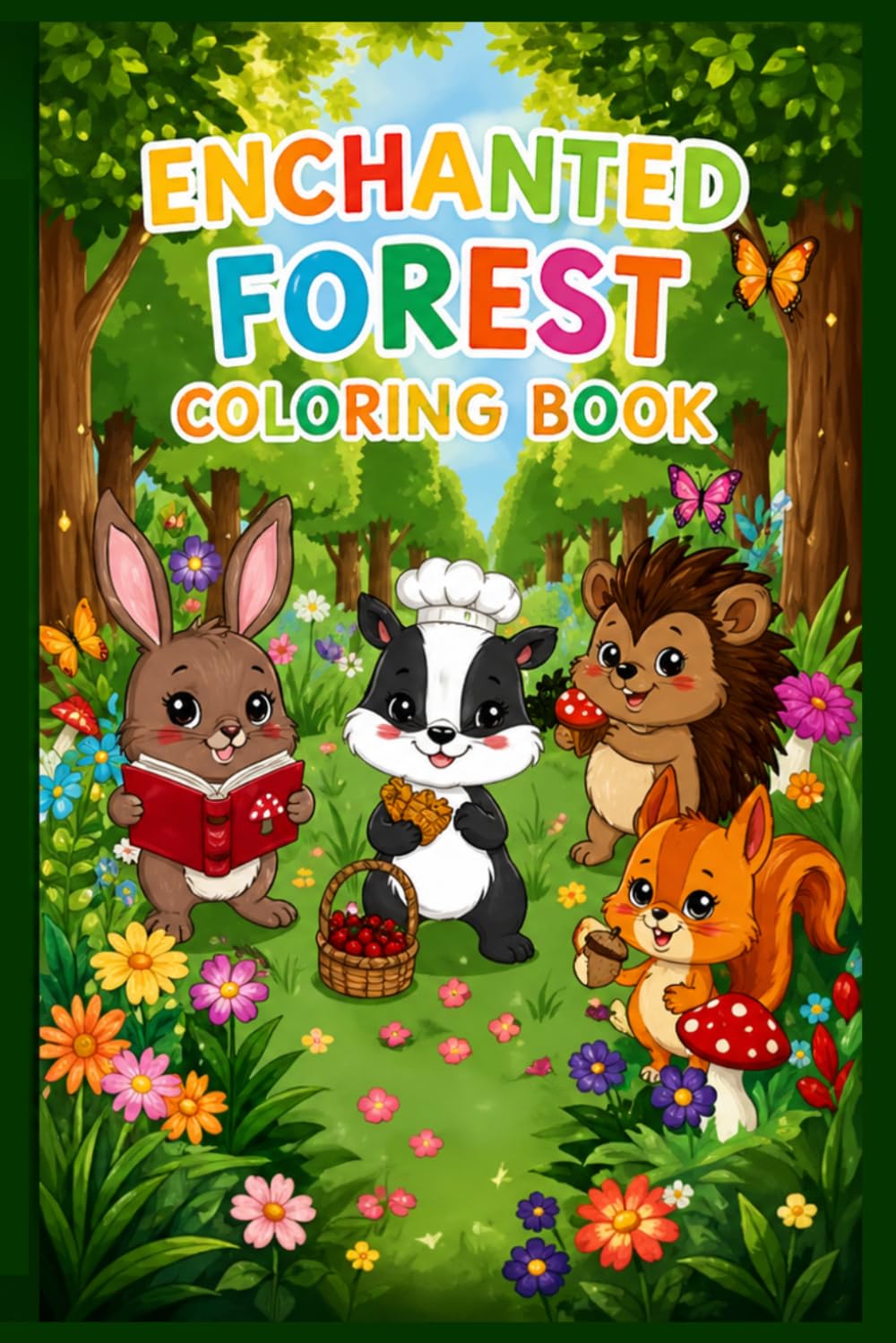 Enchanted Forest Coloring Book: Magical Adventure for Kids Ages 3-5 — 30 Fun Coloring Pages of Forest Animals, Rabbits, Hedgehogs and More