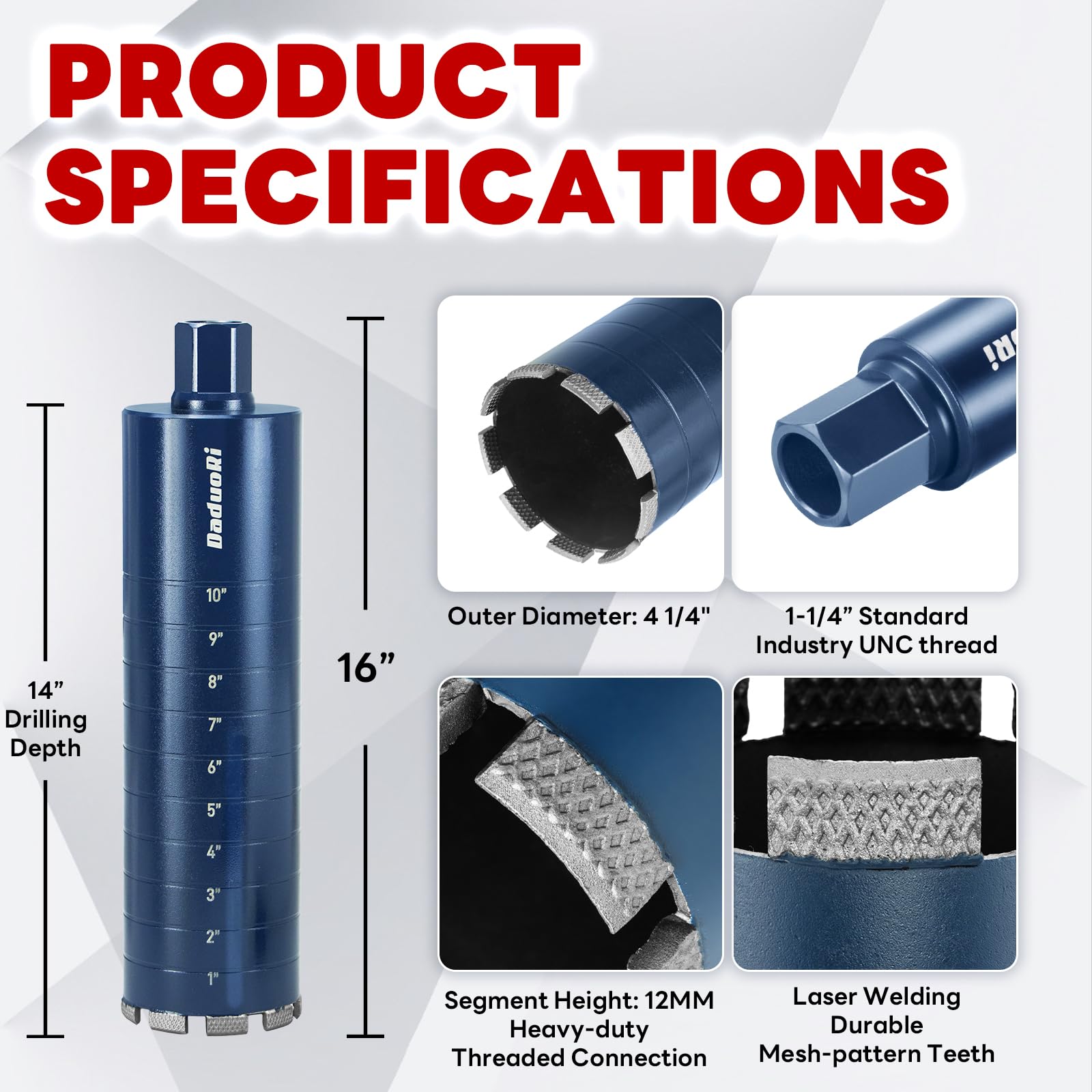 Core Drill Bit - 4.25" with Depth Scale -2
