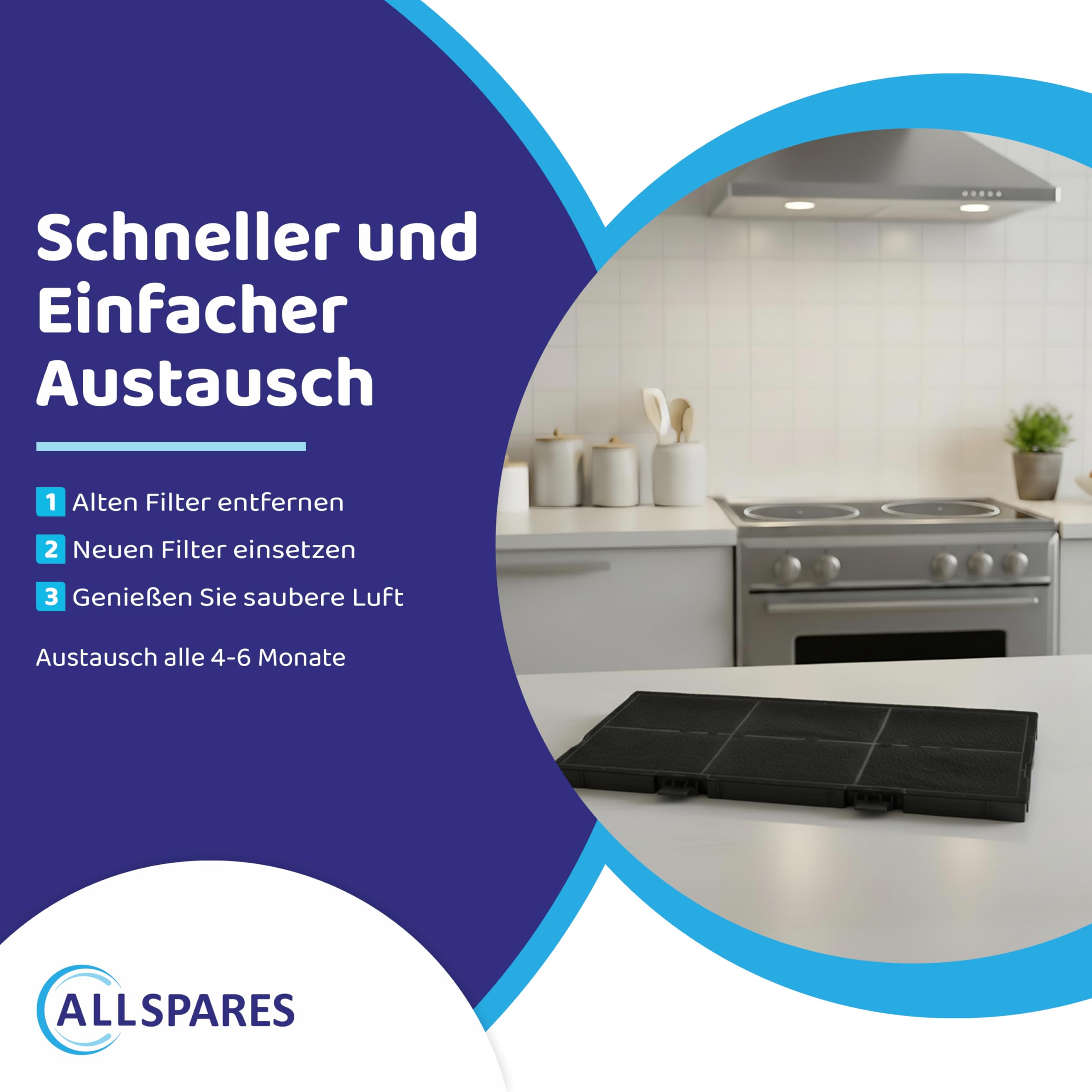 Aktivkohlefilter für Dunstabzugshauben geeignet für Bosch DSZ4561, 11025806 | Siemens LZ45610, LZ45650, 11008216 | Neff Z54TC02X0 | 459x189x47mm