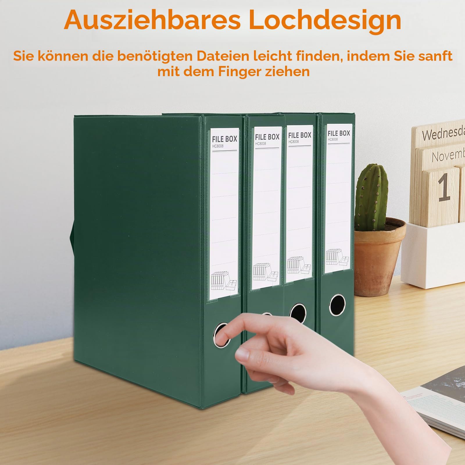 DONGLI A4 Archivbox(Grün,6 Stück) mit 6.5 cm Breit Rücken | Sammelboxe Büroordner mit Metalklemme für Office