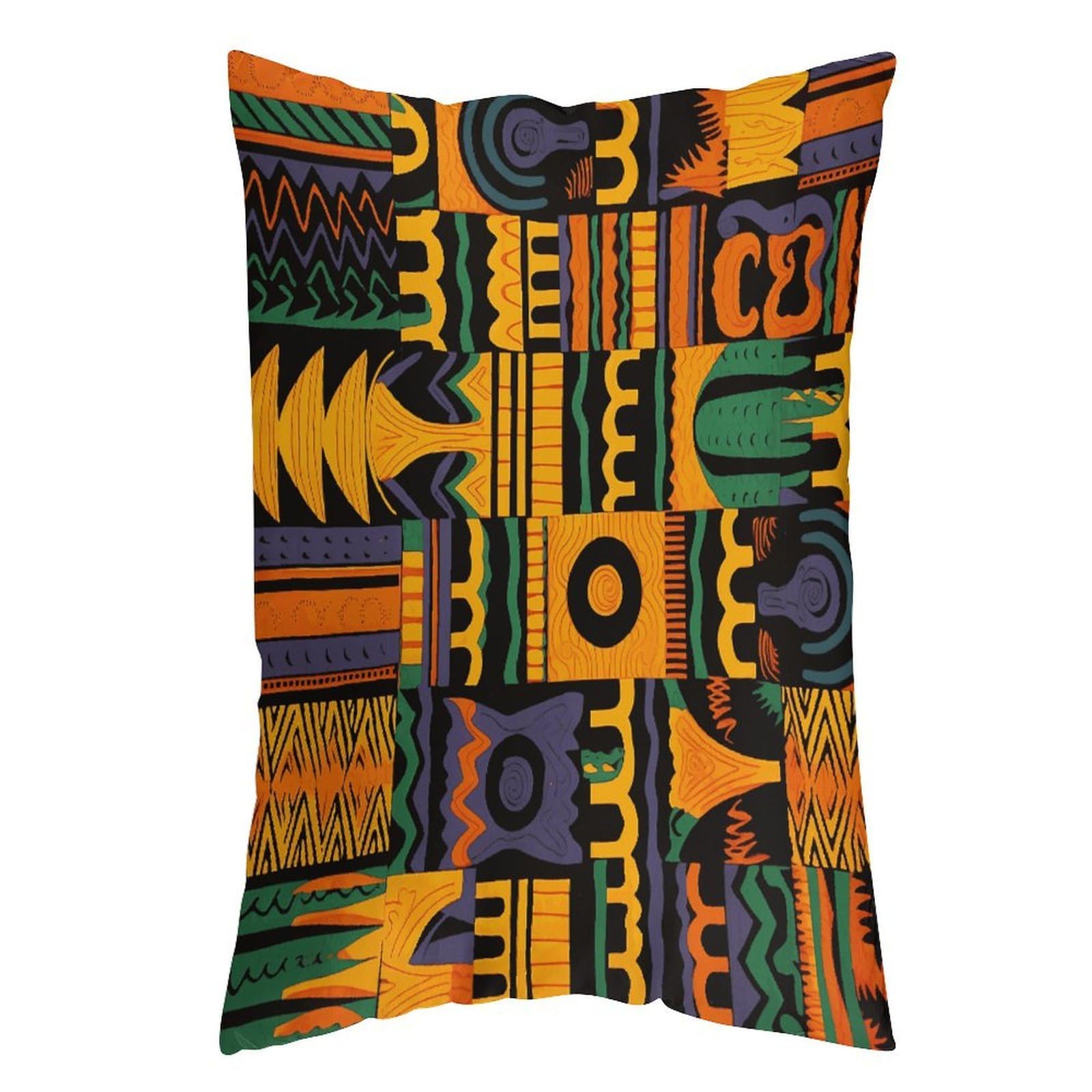 FekiLoot African Ethnic Pattern1 Throw Pillow Cover Soft Pillowcase with Hidden Zipper Lumbar Decorative Throw Pillow Covers Luxury Cozy Pillows Shams Rectangle Cushion Cases