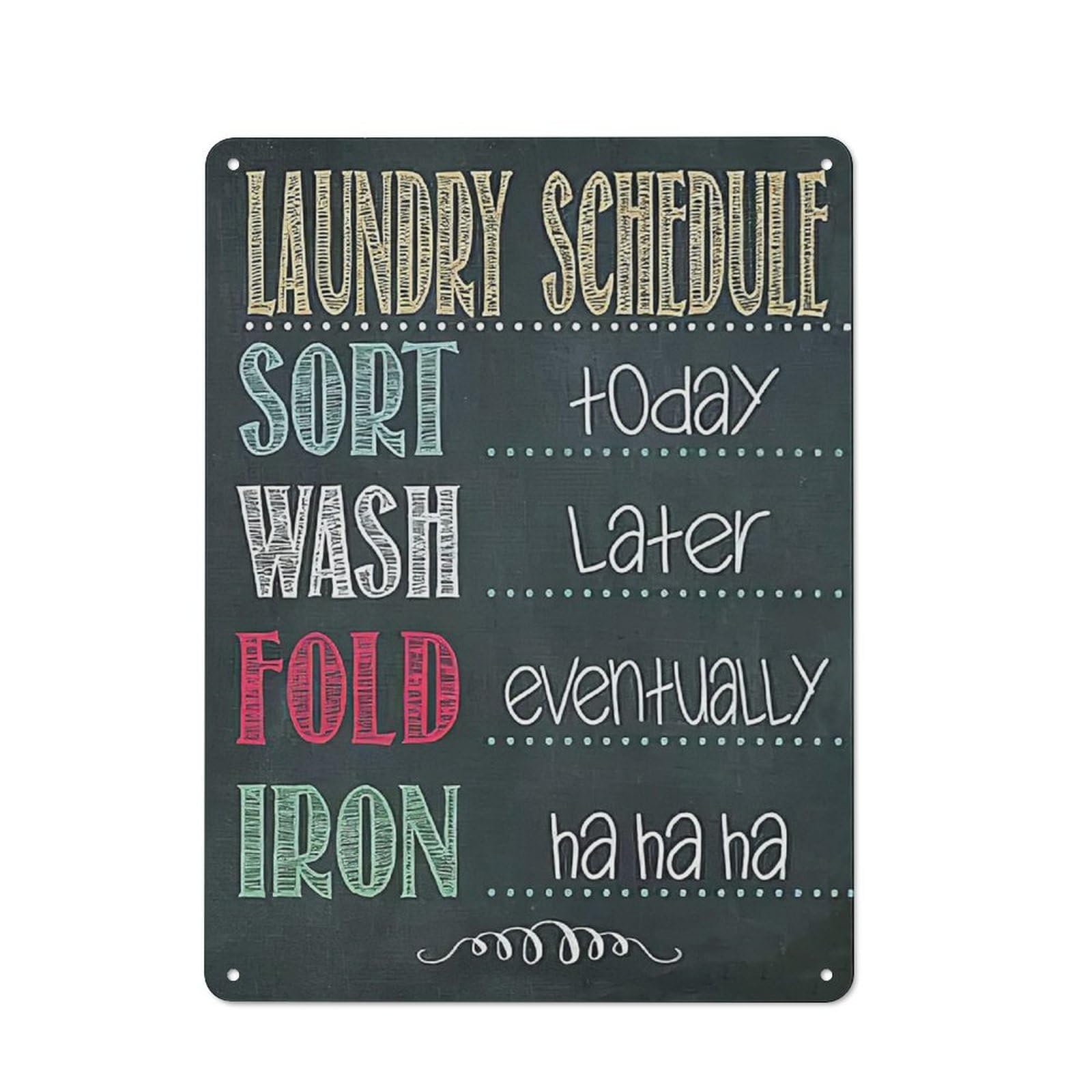 ACDOET Rustic Metal Tin Sign Laundry Room Wall Decor Art Black Laundry Schedule Prints Sign Painting Laundry Rules Accessories Pictures Artwork Home Decorations For Bathroom 12x16 Inch