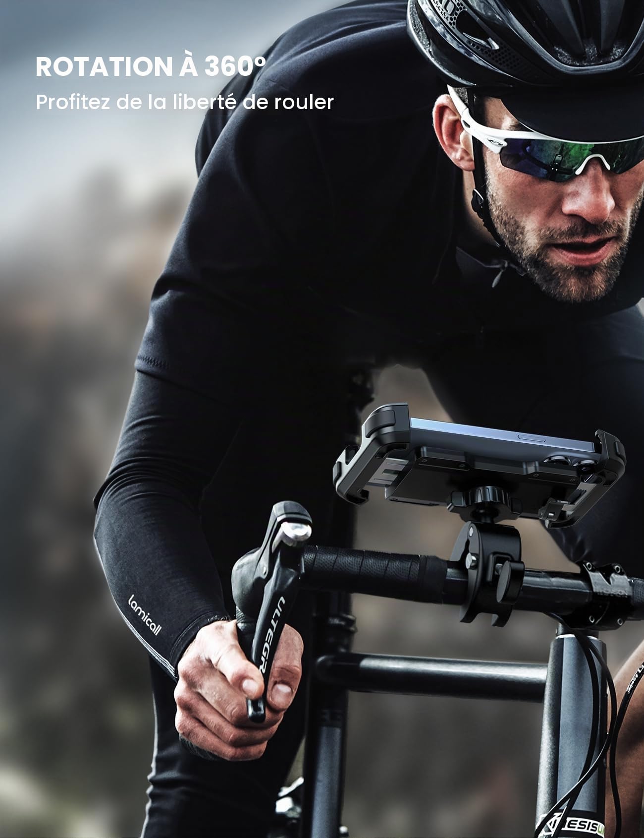 Lamicall Support Téléphone Moto, Support Téléphone Vélo - [Amélioré Pince de Guidon à Installation Rapide], Porte Téléphone Vélo pour iPhone 17/16/15/14/13 Pro Max, Xs XR, Android, Smartphone 4.7-6.8”