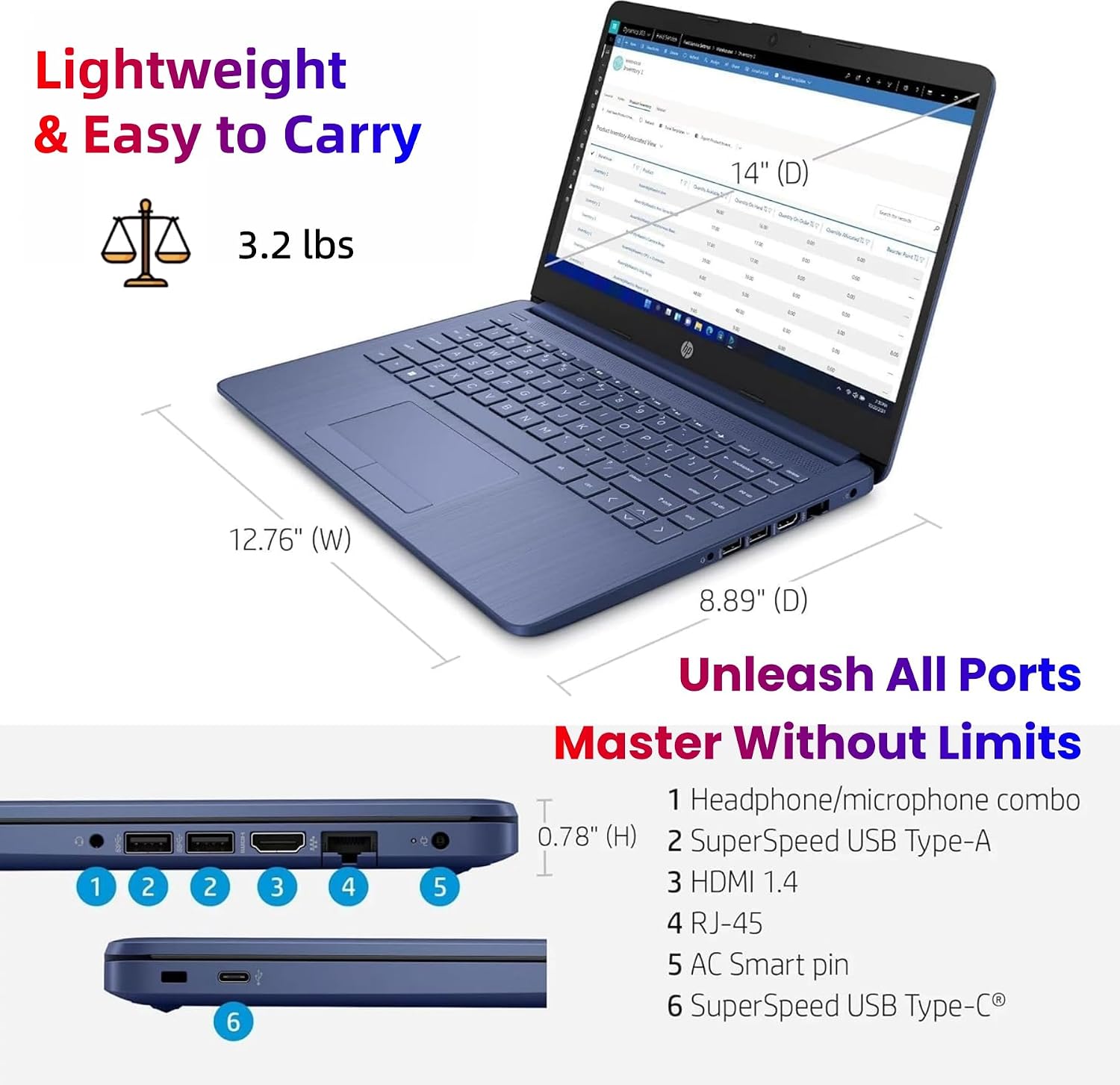 HP 14" Laptop • Copilot AI • Latest Intel 4-Core Processor • 4GB RAM • 64GB SSD + 1TB Cloud Storage • 2026 Edition • Windows 11 • Microsoft 365 • Long Battery Life • Thin & Portable image 7
