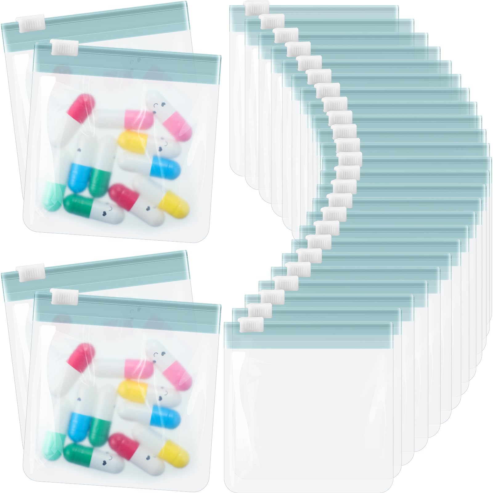 Photo 1 of 24 Pieces Pill Pouch Bags Zippered Pill Pouch Set Reusable Translucent Medicine Organizer Self Sealing Medicine Bag Travel Plastic Pill Bags with Slide Lock Pill Baggies (Haze Blue)