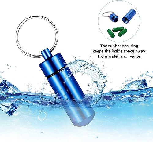 Miniatura 4 de Pastillero portátil de 12 piezas, contenedor de píldoras de primeros auxilios, mini contenedor de píldoras, llavero de aluminio impermeable, llavero