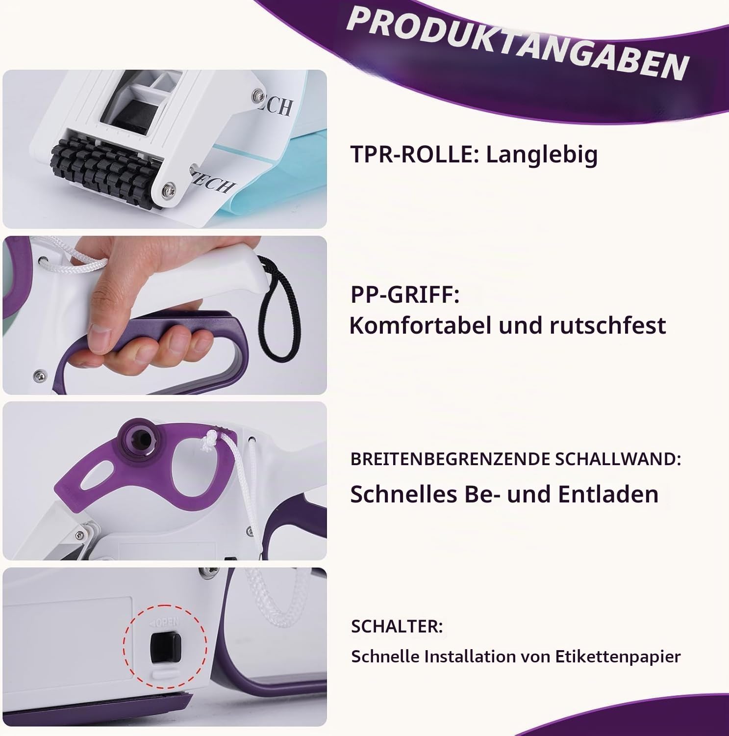 YUCHENGTECH Etiketten Abroller Etikettenspender Etikettenabroller Hand Etikettenbreite 20-60 mm für Runde und Quadratische Handetikettierer Haftetiketten