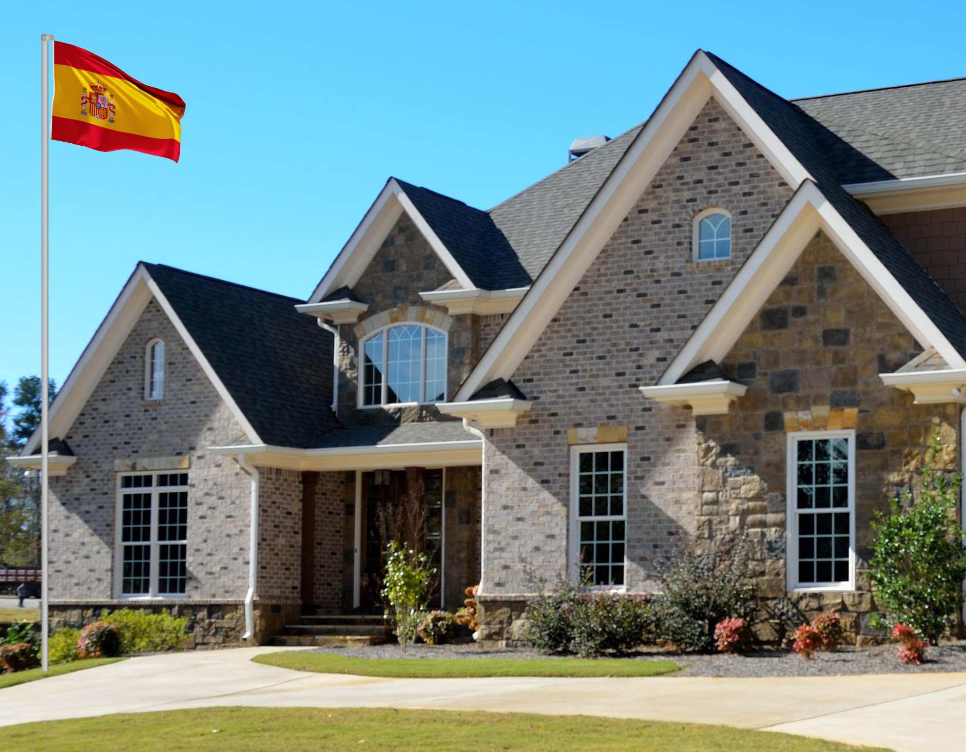 BRUBAKER Mástil Aluminio Exterior 6 m Incluye Bandera de España 150 x 90 cm y Soporte de Tierra