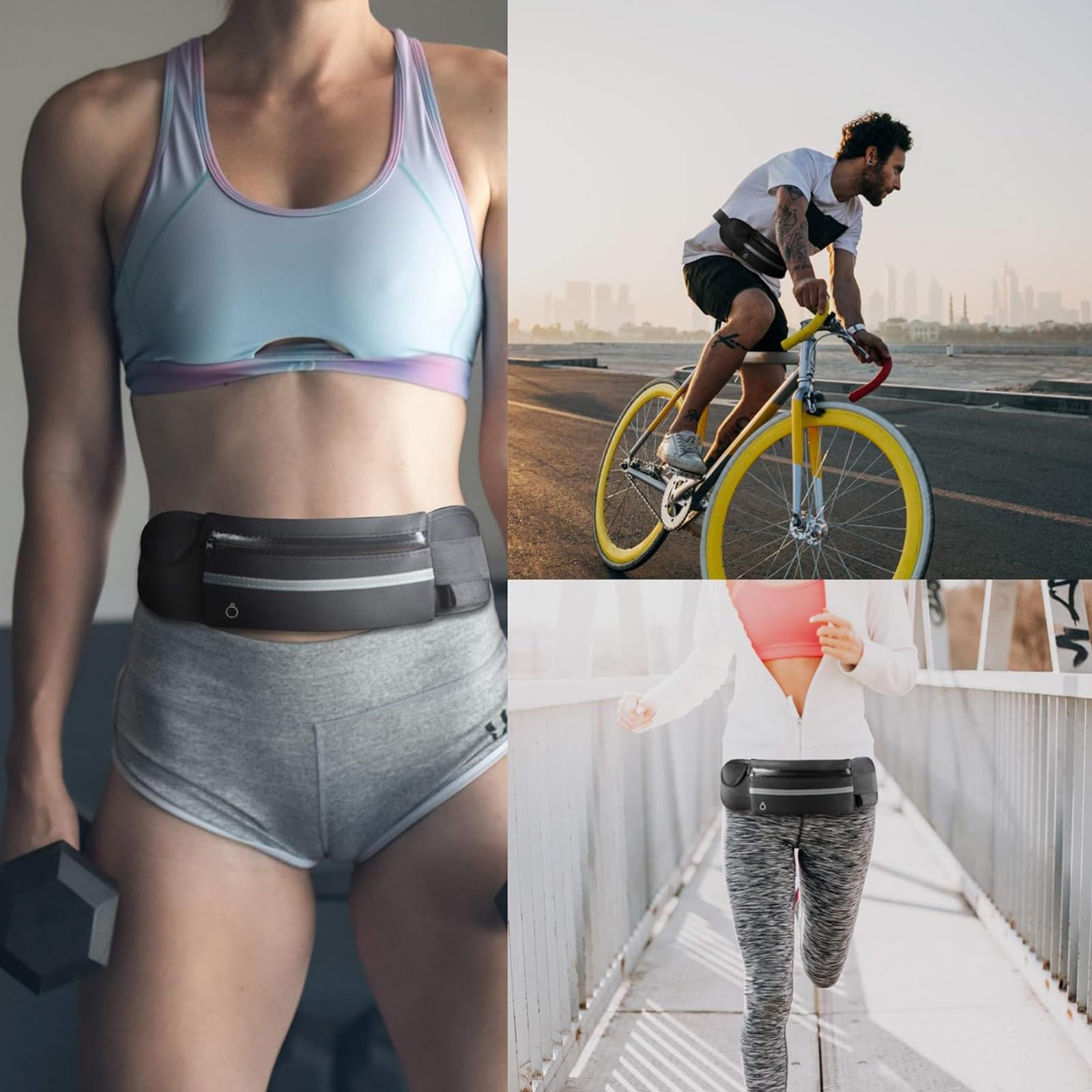 Marsupio Running Porta Cellulare Corsa Nero Donna Uomo Sport Fitness Ciclismo