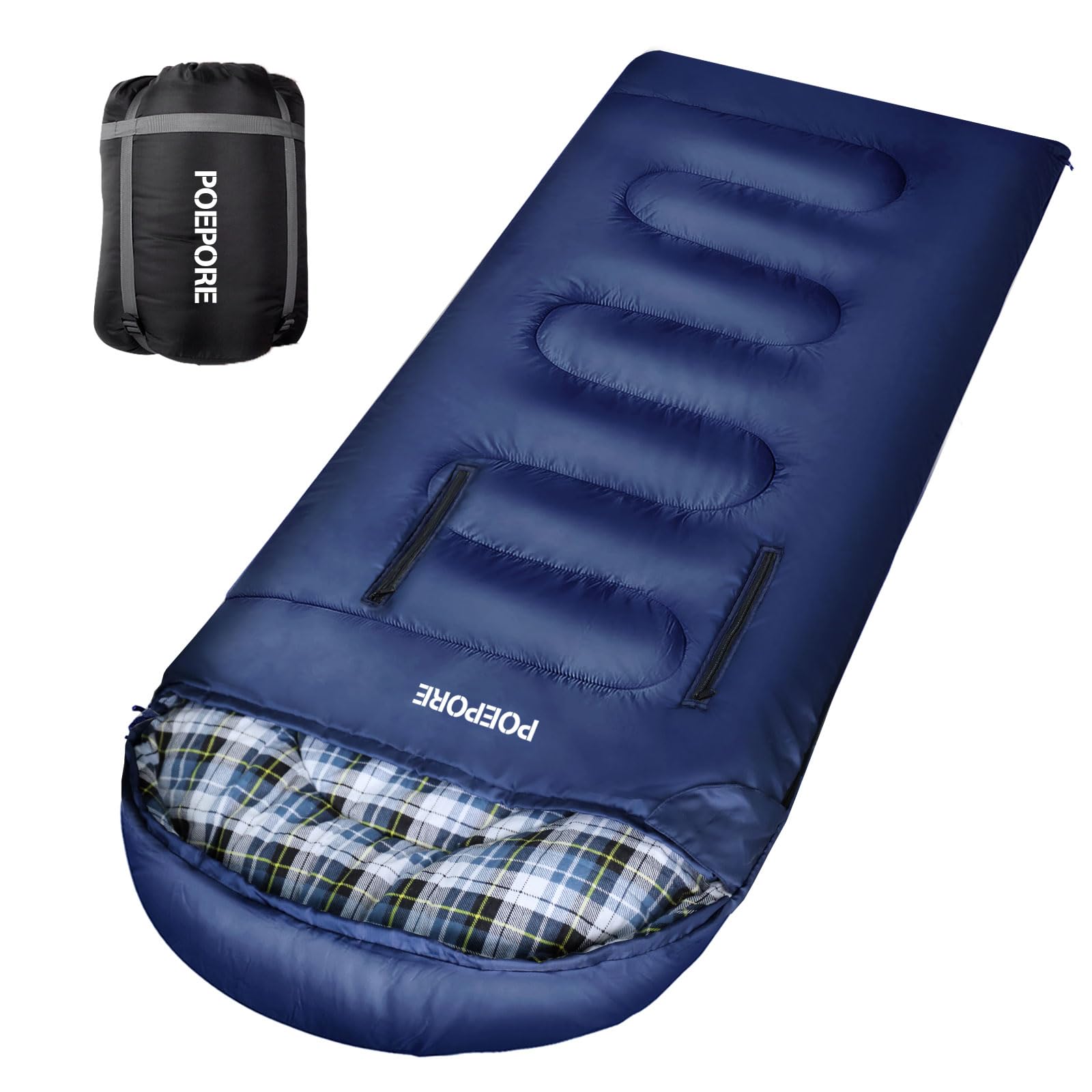Sacco a pelo in flanella con cuscino, leggero, caldo, 3-4 stagioni, per adulti, XL, sacco a pelo indossabile, impermeabile, con sacco a compressione, nero/rosso