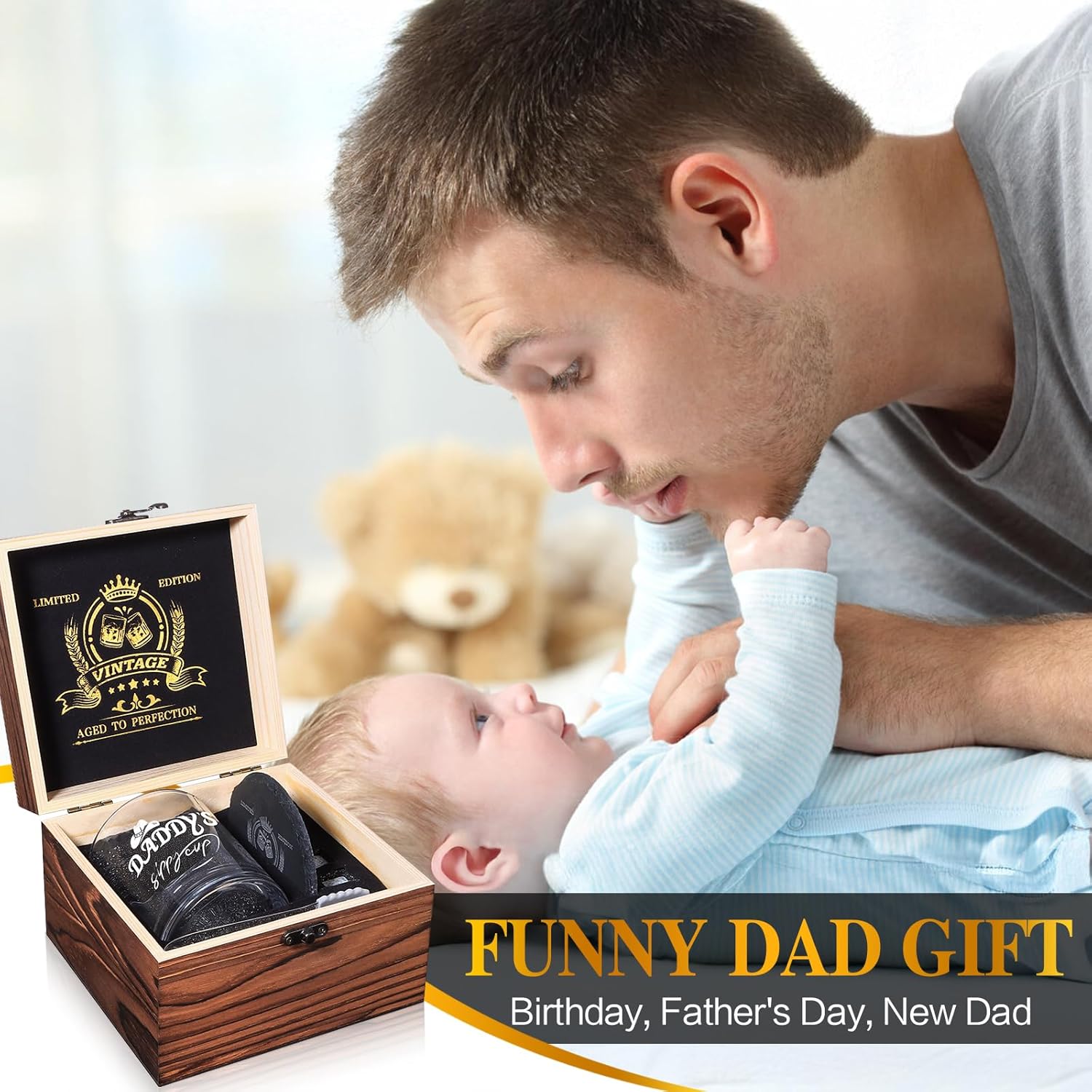 Daddy's Sippy Cup Whiskey Glasses 12 oz, Funny Dad Gifts for New Dad, New Fathers, Husband, Rocks Glasses First Fathers Day from Daughter, Kids, Son, Wife, Cool Papa Gift for Birthday - Image 2