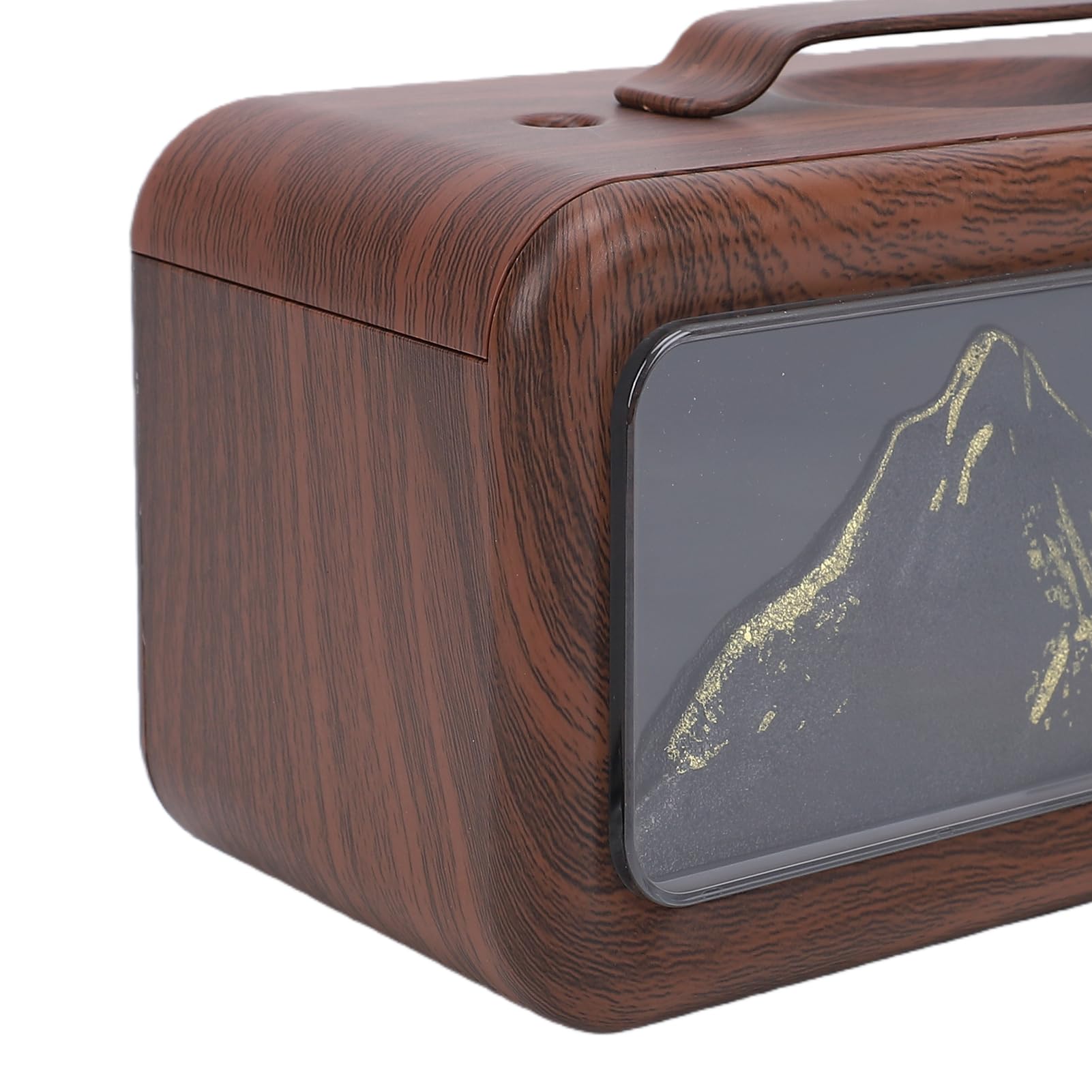 Buachois Diffusore Aromaterapia Umidificatore 600ml USB Luce Montagna (Grano di legno scuro)