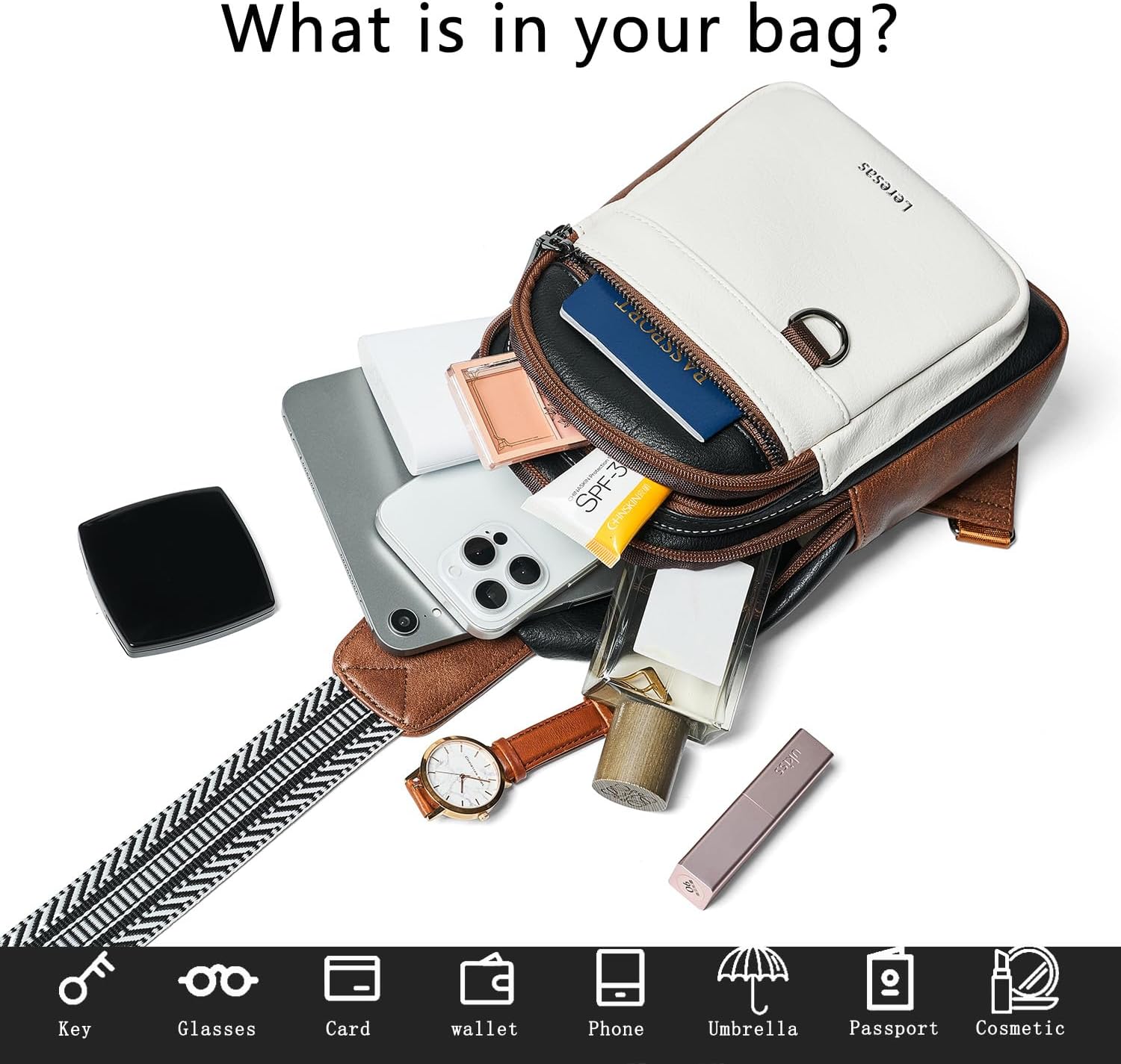 7L Sling Bag for Women Men Vegan Leather Crossbody Bags Fanny Pack Purse Backpack Over Shoulder Bag Travel Anti Theft - Image 7