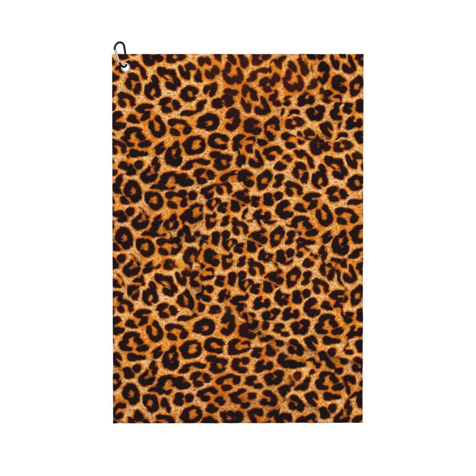 Hnnkloy Leopard, 16x24 in Portable Waffle Golf Towels with Carabiner Clip for Golf Bag
