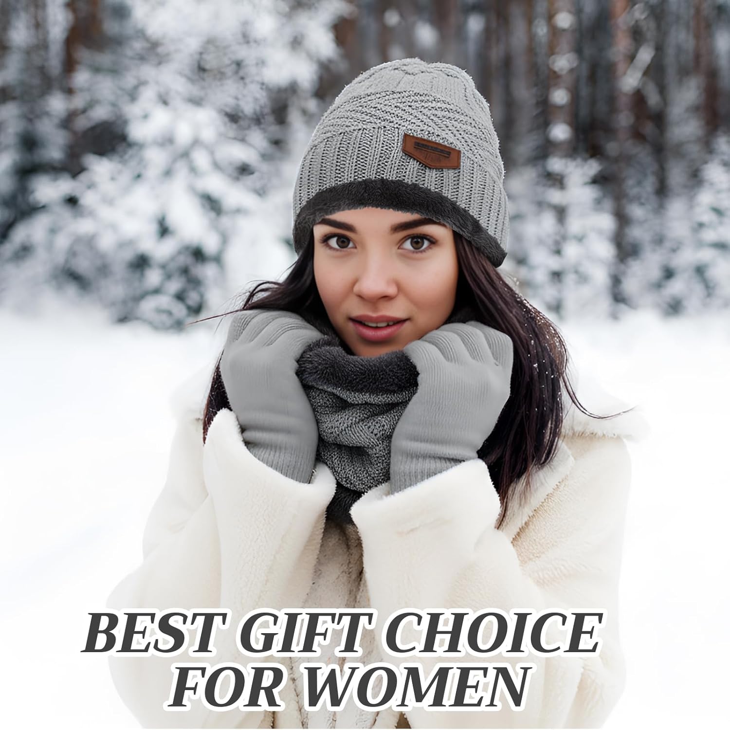 JaGely Beanie Hat Scarf Gloves Set Winter Hat Knit Touch Screen Gloves Neck Warmer for Men Women Snow Cold with Fleece Lined - Image 6