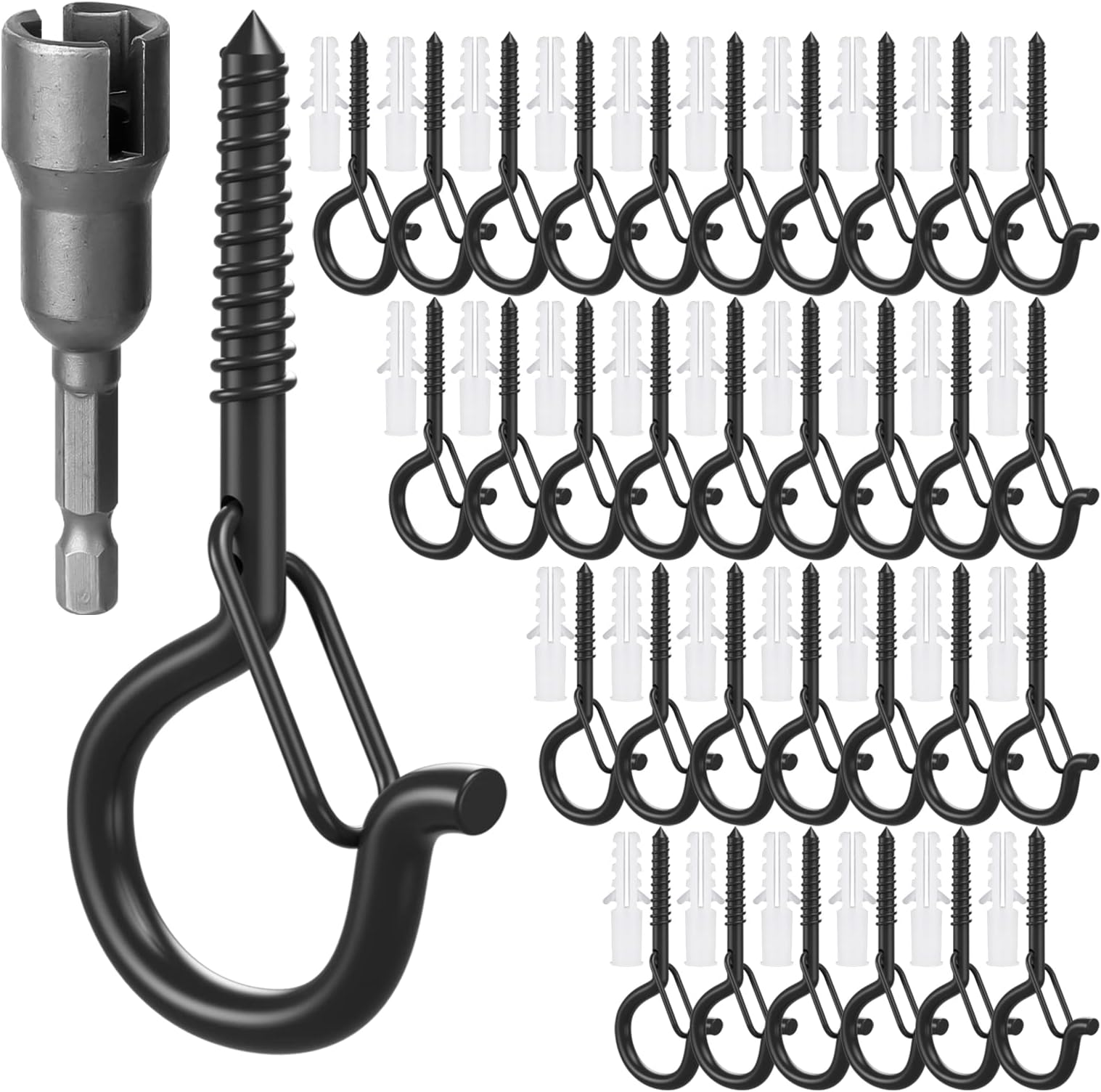 GIPTIMEQ-Hanger Light Hooks,32 Pack Lights Hanger Hooks Easy Release Outdoor Wire and Fairy Lights Christmas Light House Garage New Year Party Led Fairy Lights, Safety Buckle Design